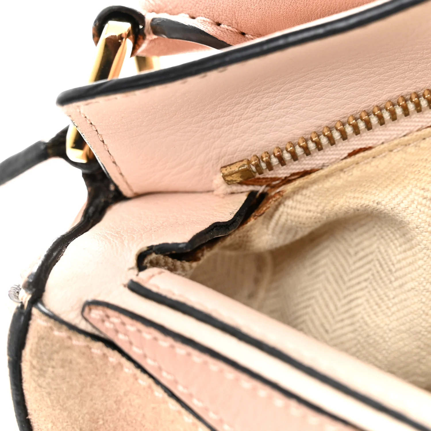Calfskin Suede Small Puzzle Bag Blush - Image 11