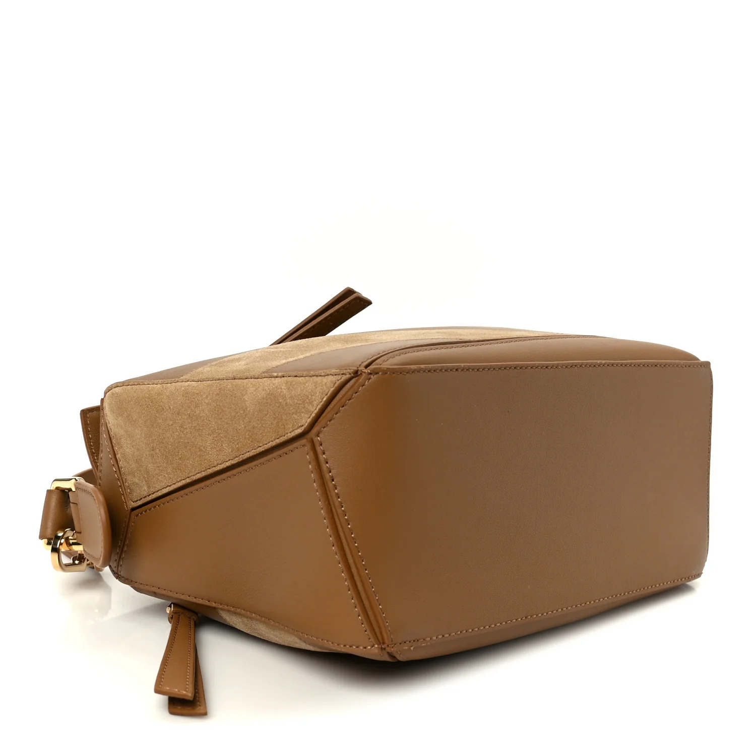 Calfskin Suede Small Puzzle Bag Oak - Image 4
