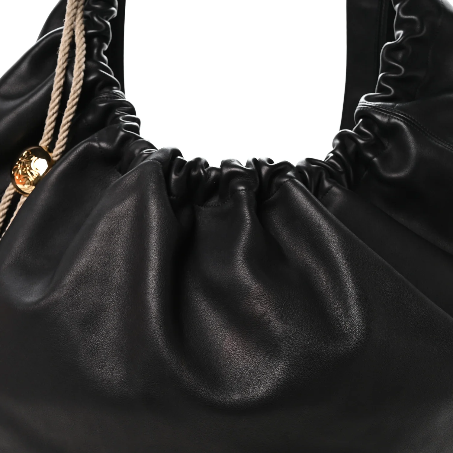 Calfskin XL Squeeze Cord Bag Black - Image 6