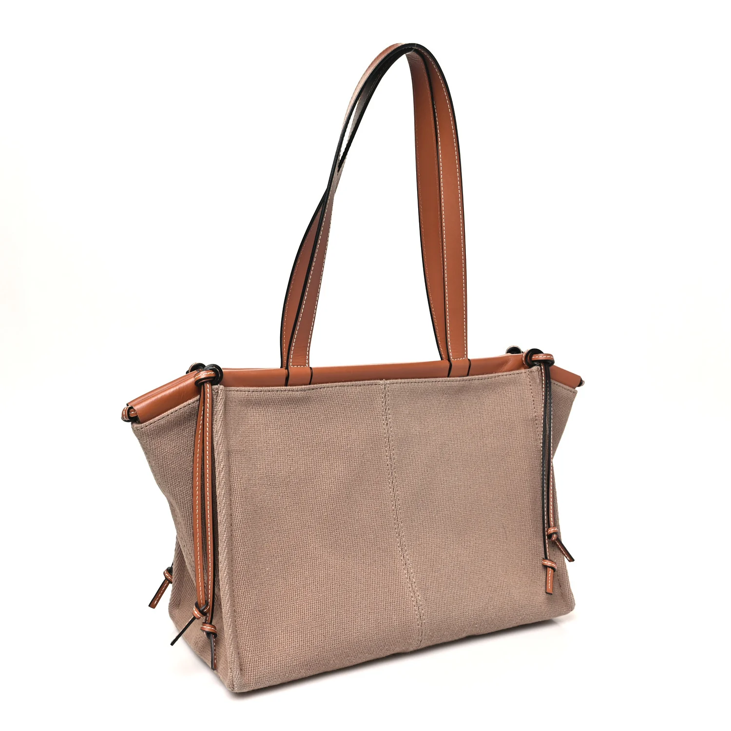 Canvas Calfskin Cushion Tote Taupe - Image 3
