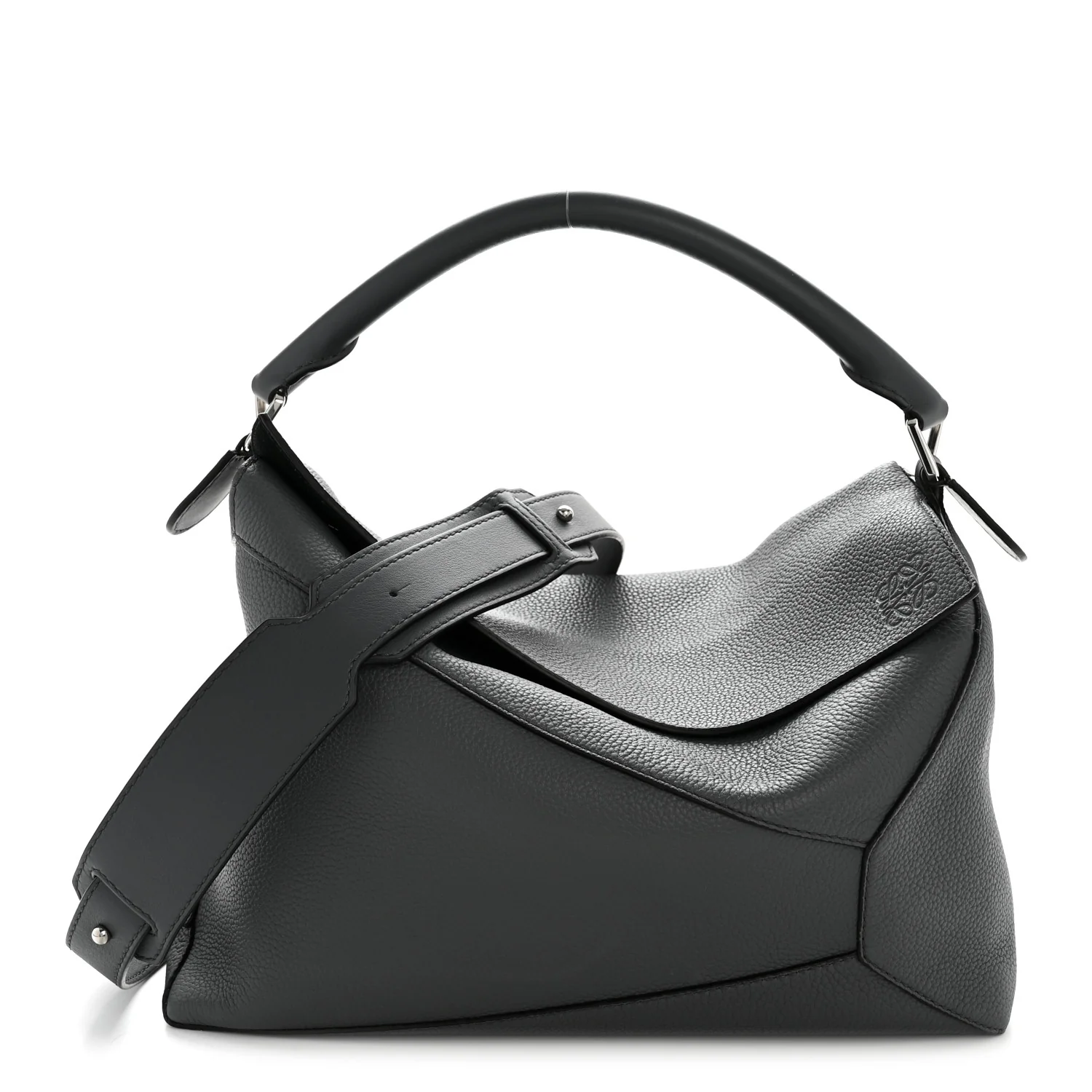 Grained Calfskin Large Puzzle Edge Bag Anthracite