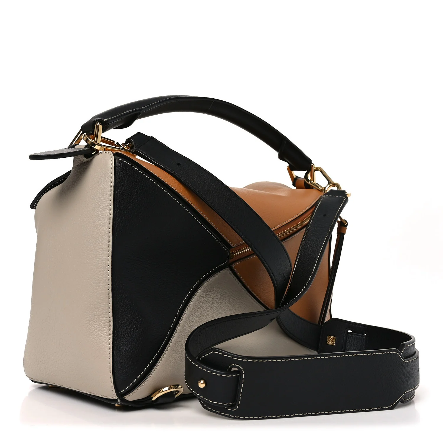 Grained Calfskin Medium Puzzle Bag Amber Light Oat - Image 2