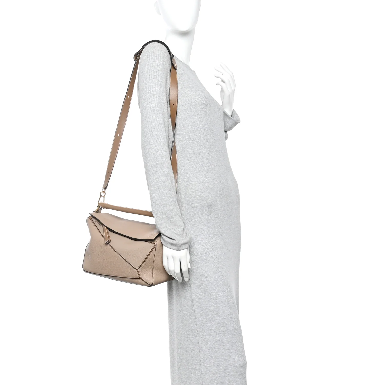 Grained Calfskin Medium Puzzle Bag Sand Mink - Image 2