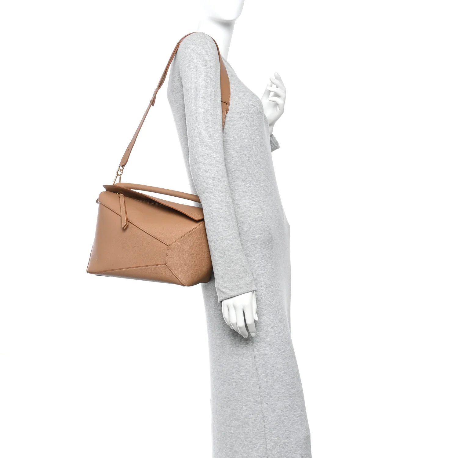 Grained Calfskin Medium Puzzle Edge Bag Toffee - Image 2