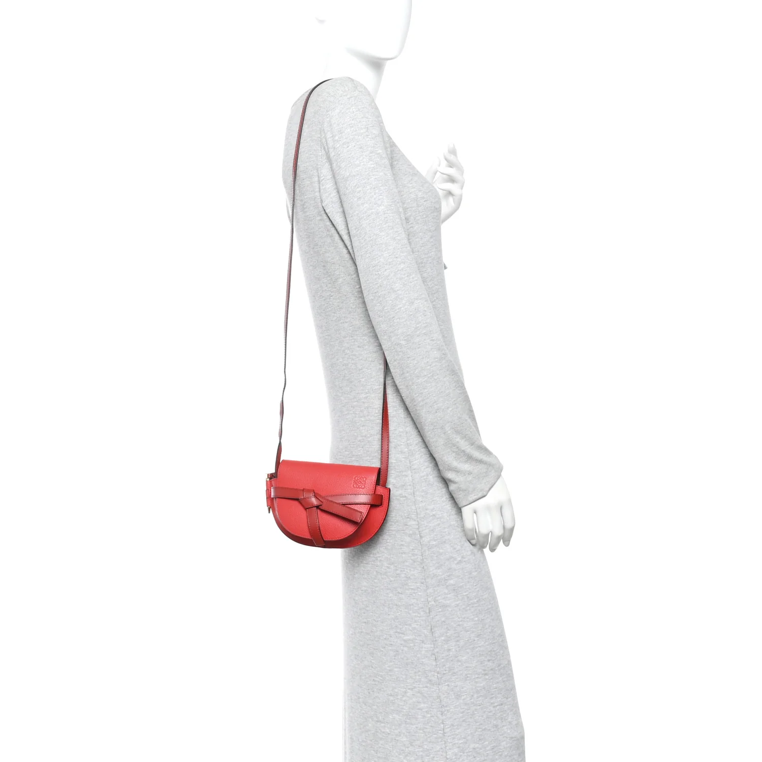 Grained Calfskin Mini Gate Crossbody Bag Scarlet Burnt Red - Image 2