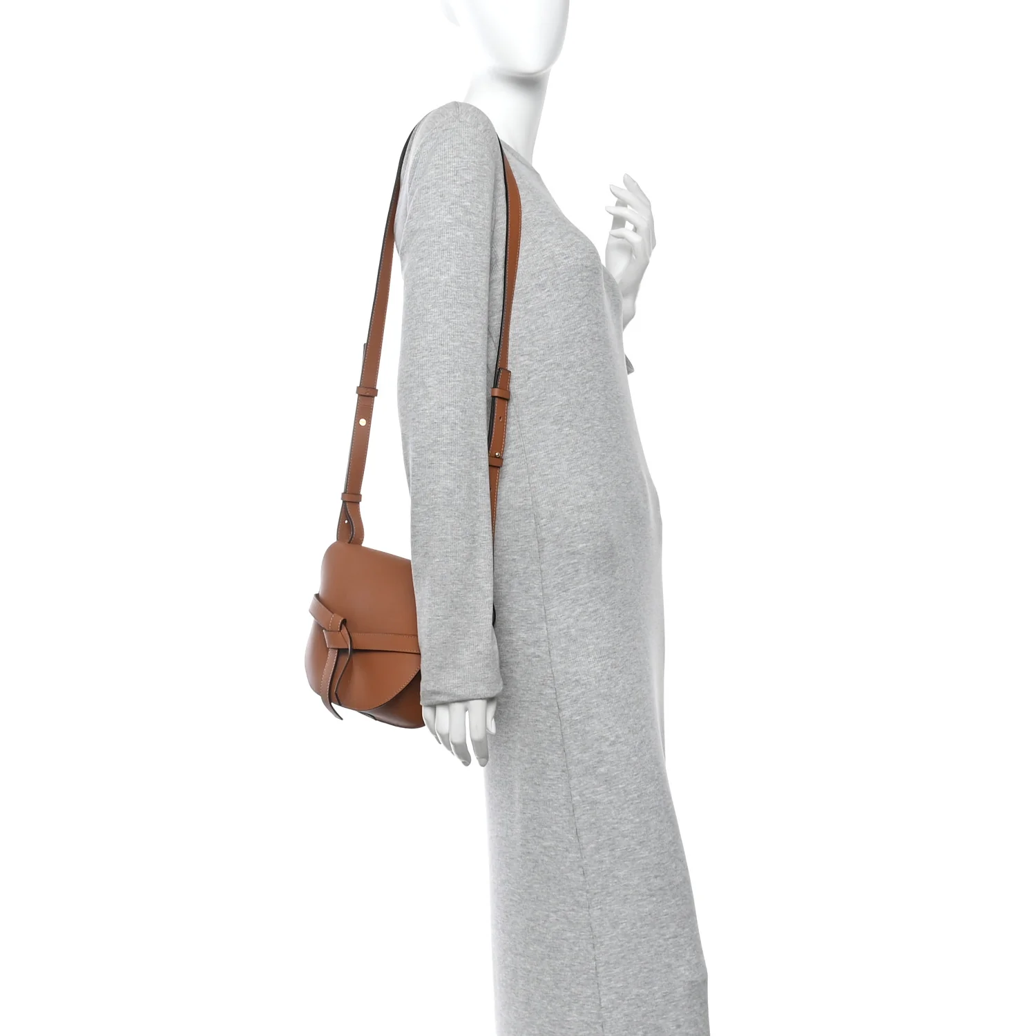 Grained Calfskin Small Gate Crossbody Bag Tan - Image 2