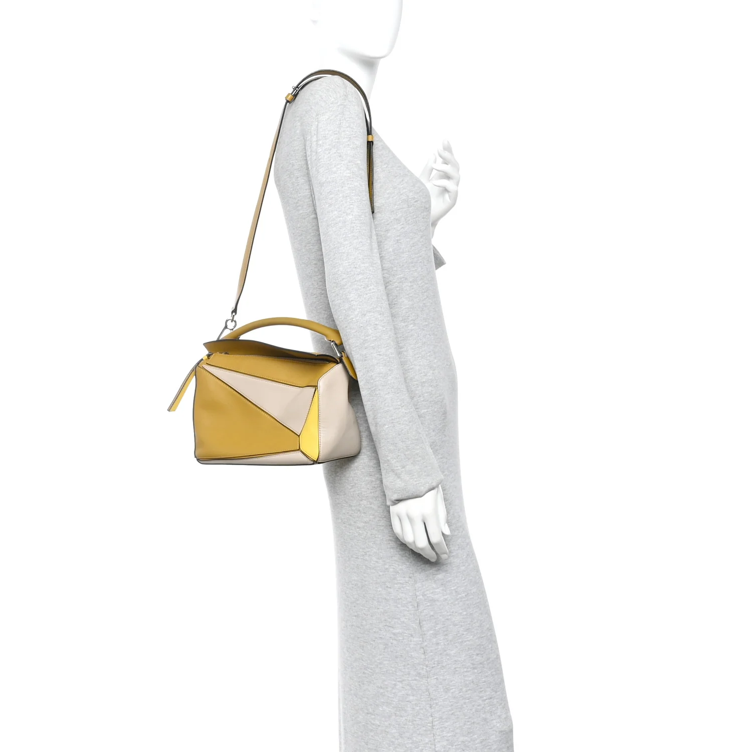 Grained Calfskin Small Puzzle Bag Ocre Yellow - Image 2