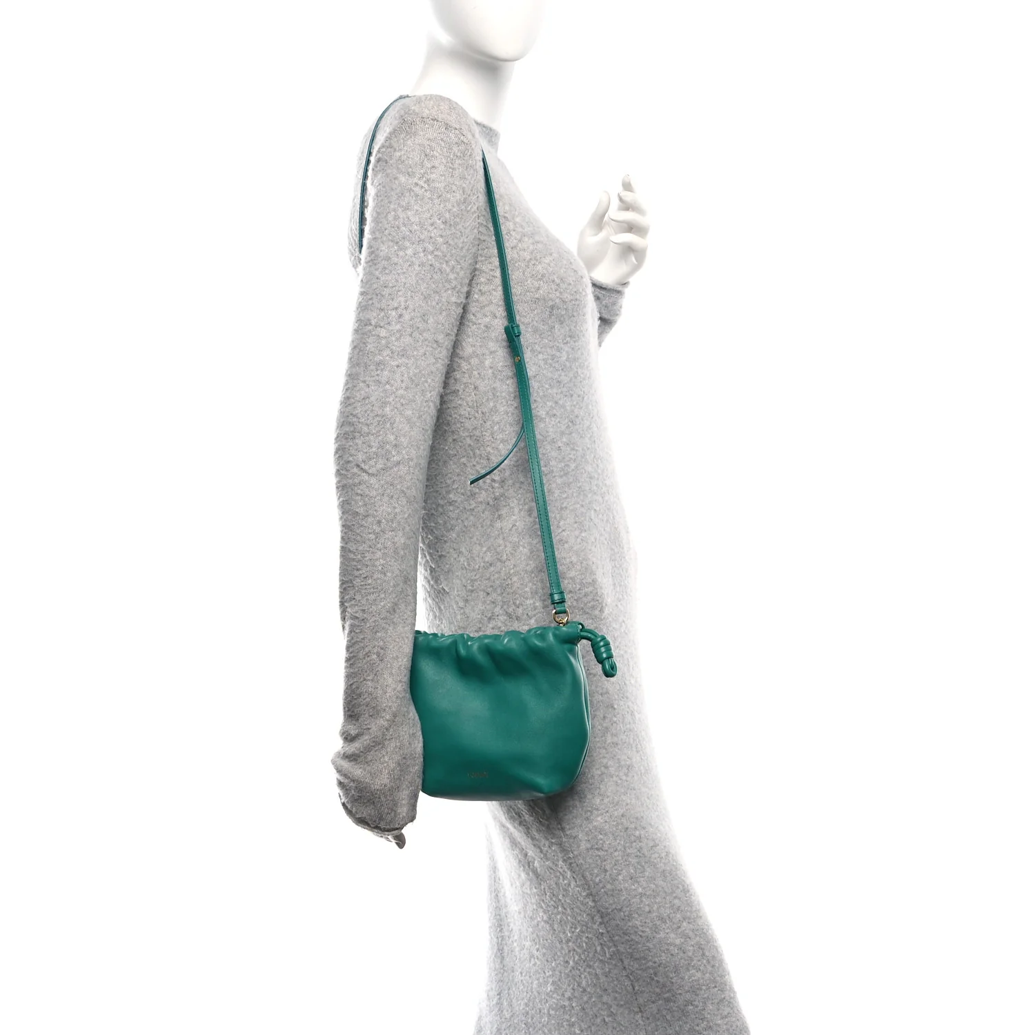 Mellow Nappa Lambskin Jade Mini Flamenco Knot Clutch Emerald Green - Image 2