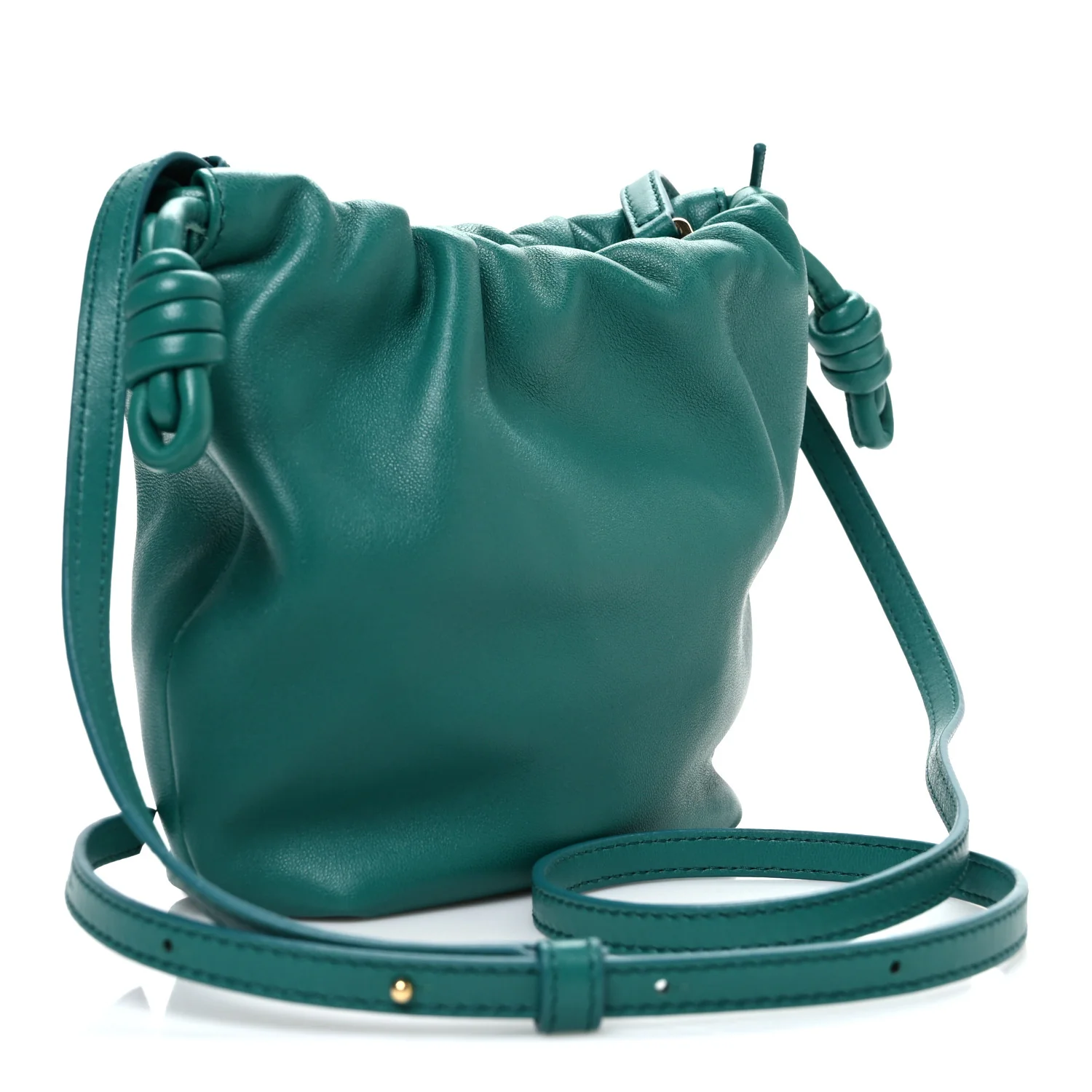 Mellow Nappa Lambskin Jade Mini Flamenco Knot Clutch Emerald Green - Image 3