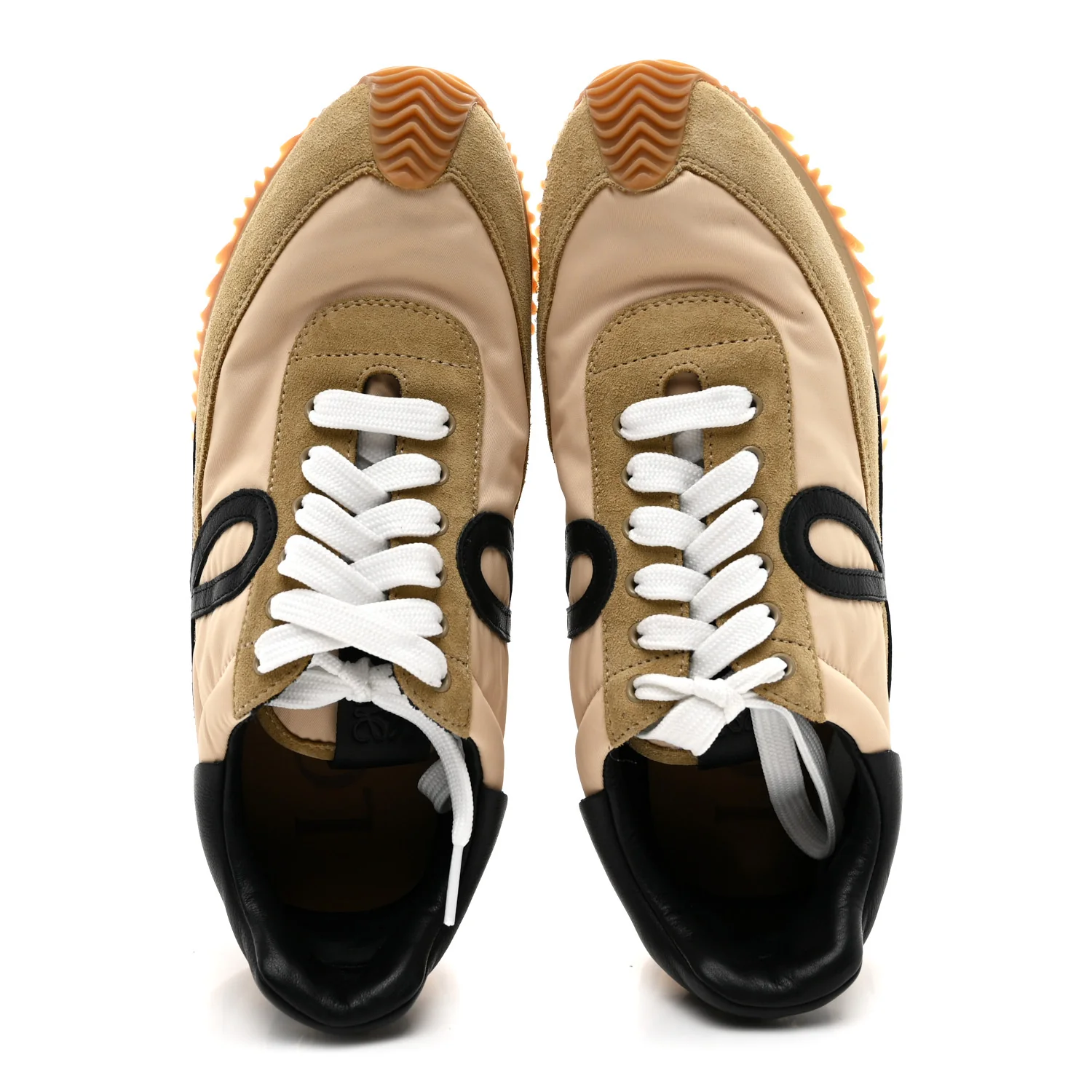 Nylon Suede Flow Runner Sneakers 38 Gold Black - Image 2