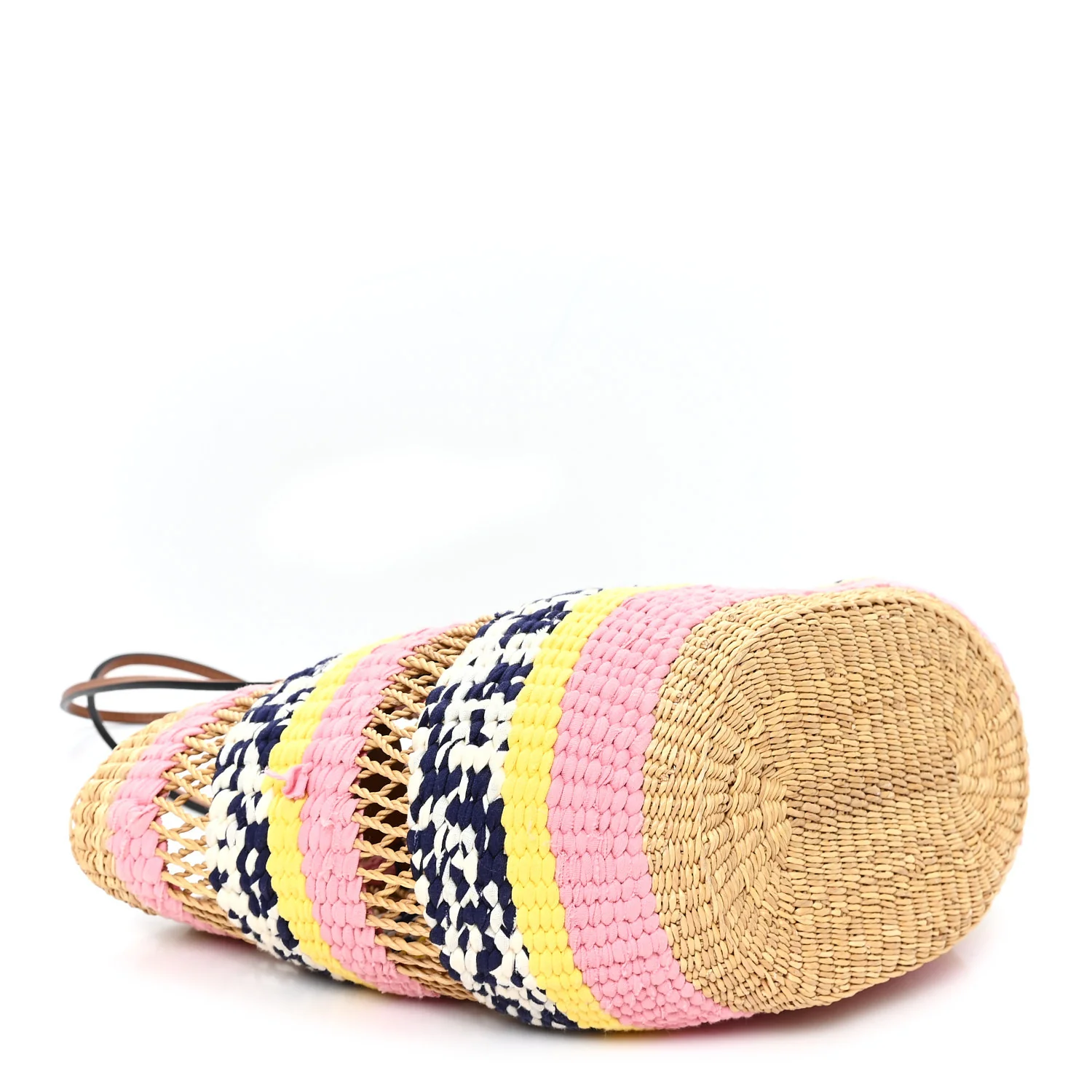 Raffia Anagram Paulas Ibiza Small Basket Tote Bag Natural Pink Tulip - Image 4