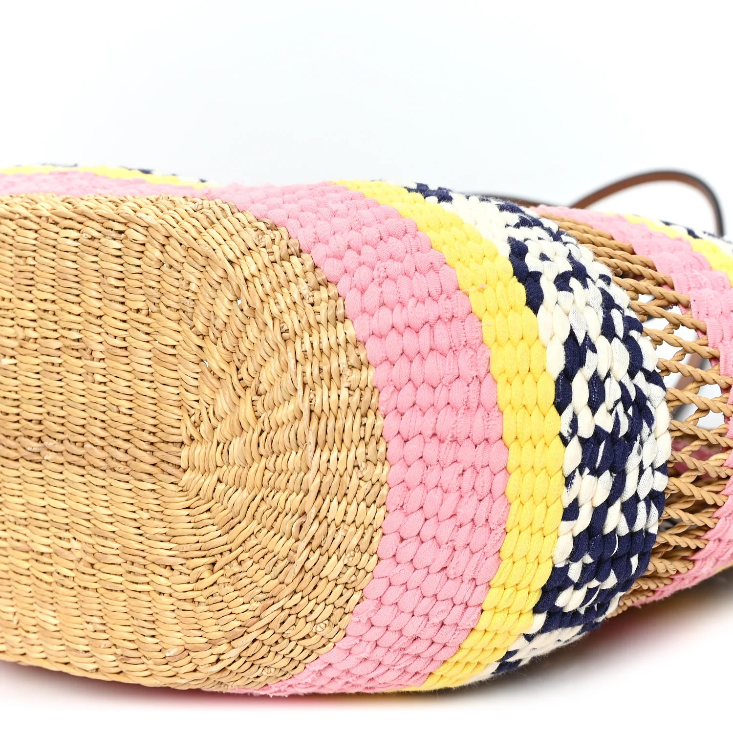 Raffia Anagram Paulas Ibiza Small Basket Tote Bag Natural Pink Tulip - Image 9