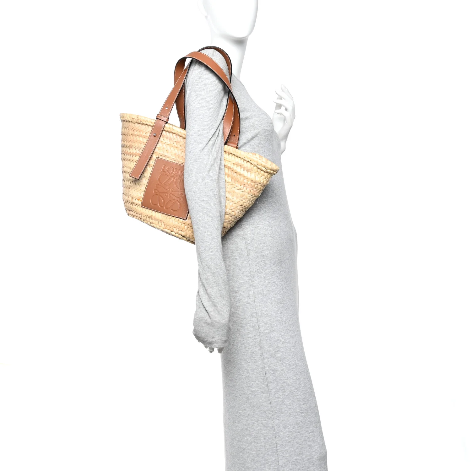 Raffia Basket Tote Bag Natural Tan - Image 2