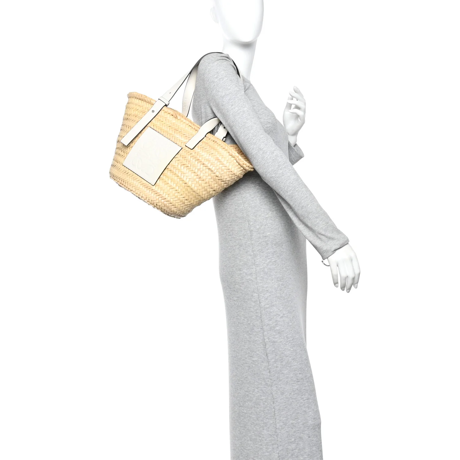 Raffia Basket Tote Bag Natural White - Image 2