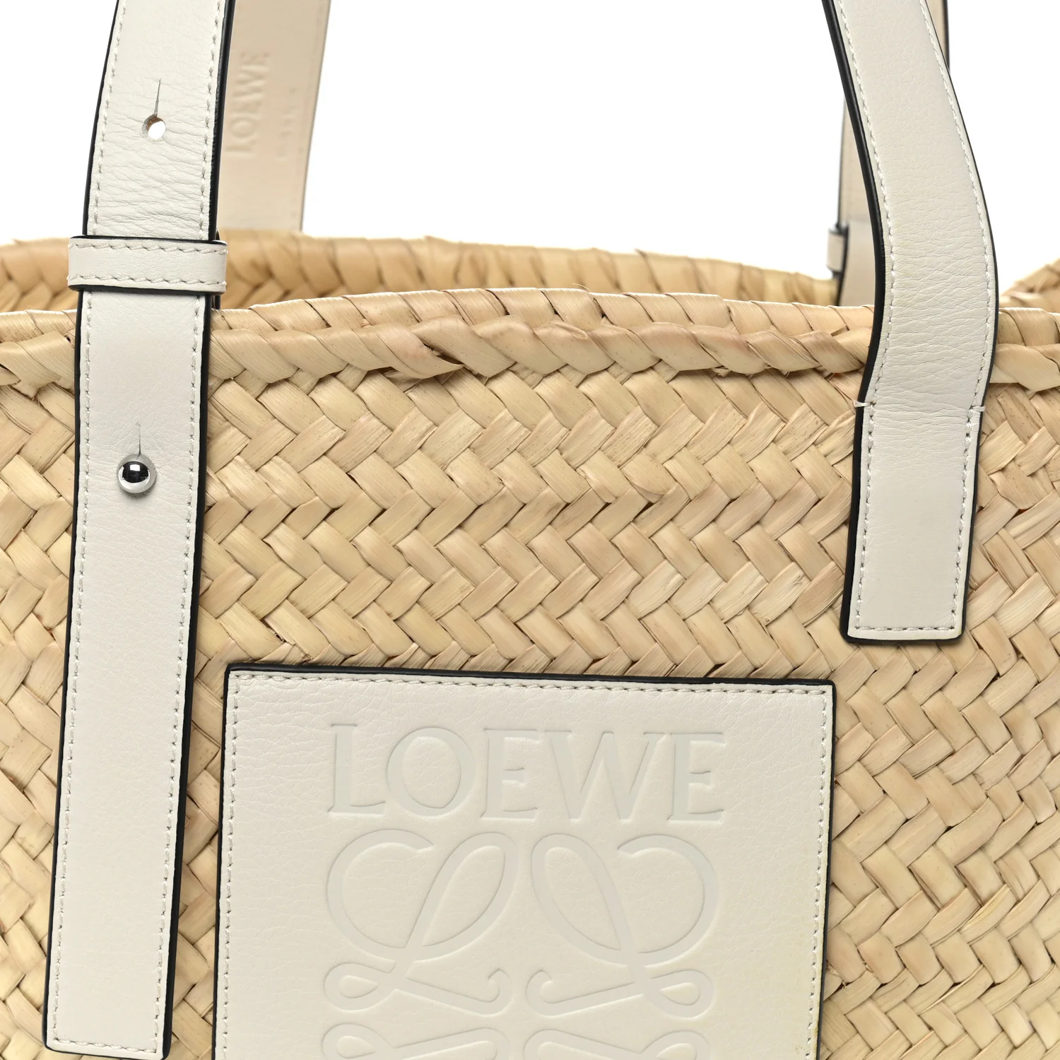 Raffia Basket Tote Bag Natural White - Image 8