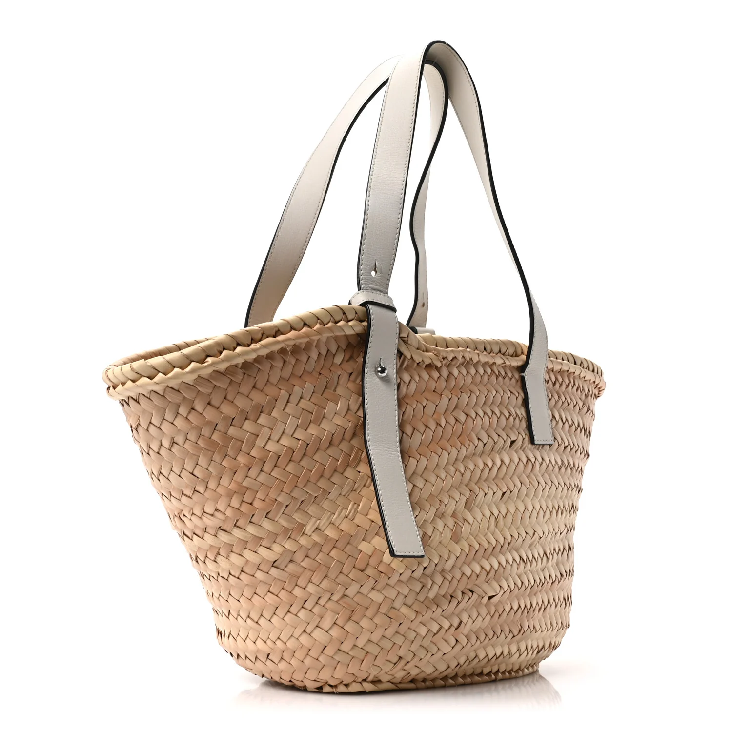 Raffia Basket Tote Bag Natural White - Image 3