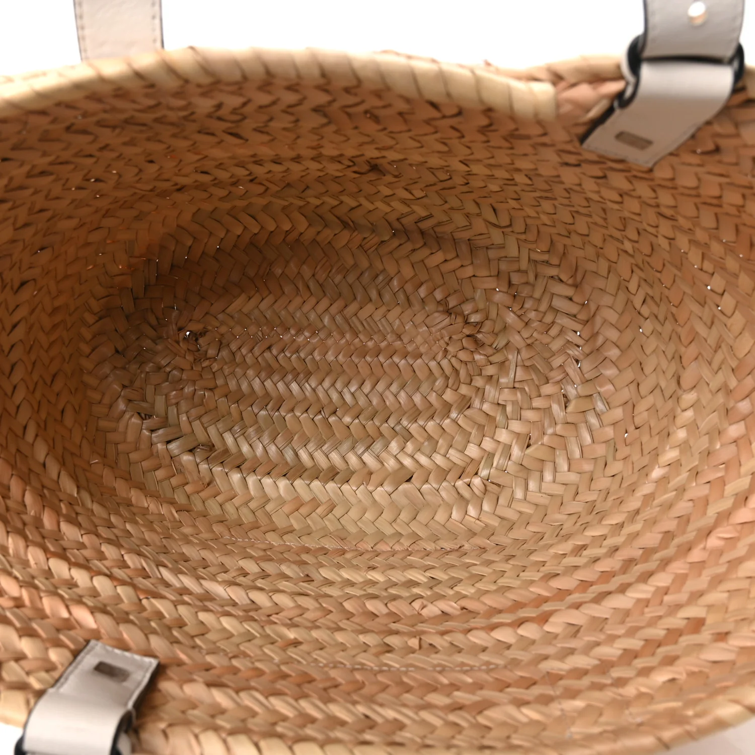 Raffia Basket Tote Bag Natural White - Image 5