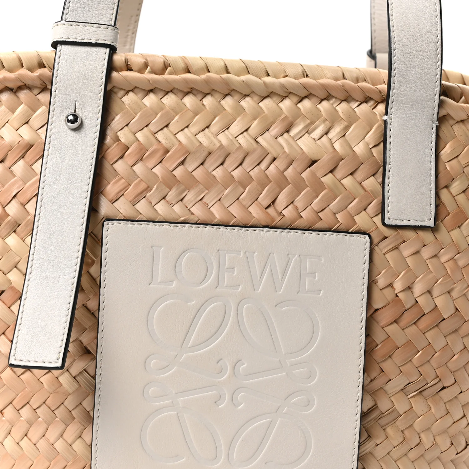 Raffia Basket Tote Bag Natural White - Image 7