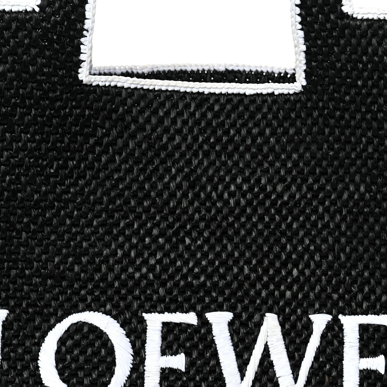 Raffia Large Paula's Ibiza Logo Tote Black White - Image 7