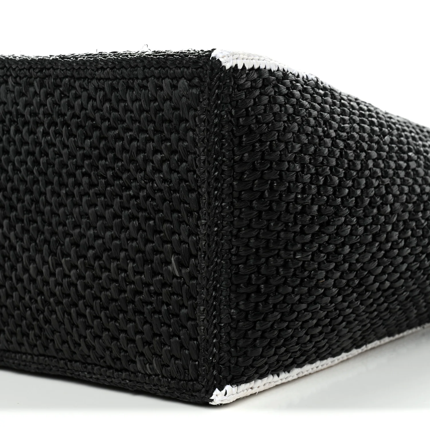 Raffia Large Paula's Ibiza Logo Tote Black White - Image 9
