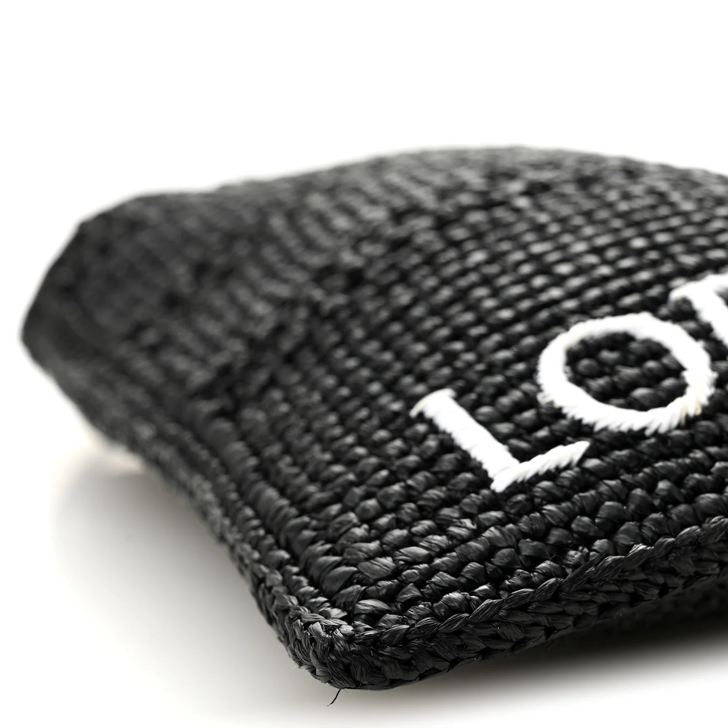 Raffia Logo Drawstring Pocket Crossbody Black - Image 9