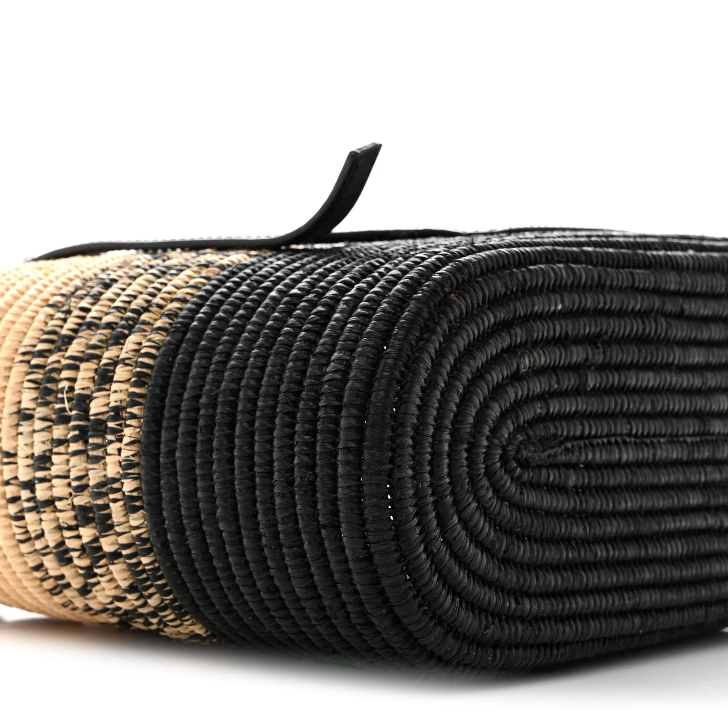 Raffia Small Square Basket Tote Bag Natural Black - Image 9