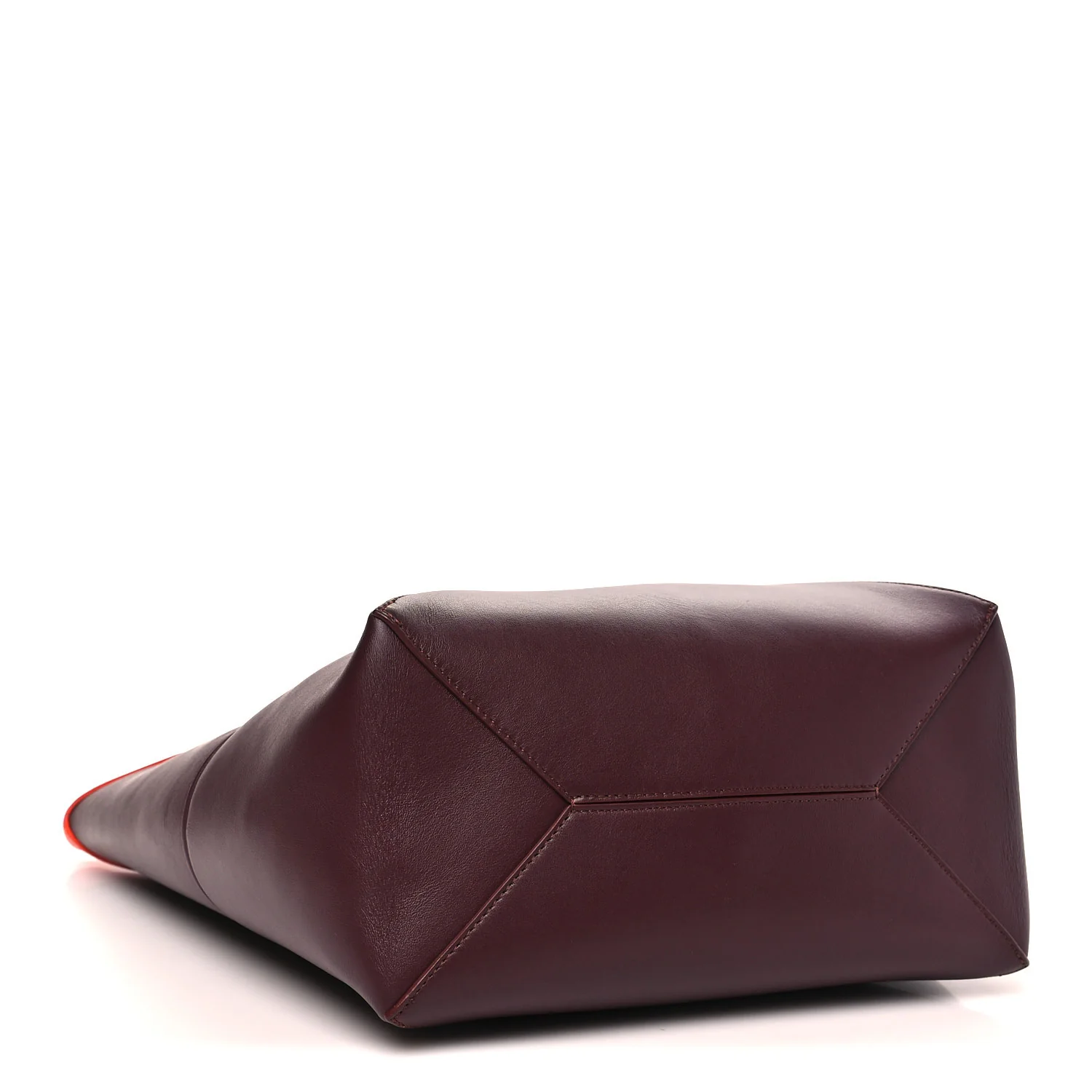 Shiny Calfskin Medium Puzzle Fold Tote Burgundy Orange - Image 3