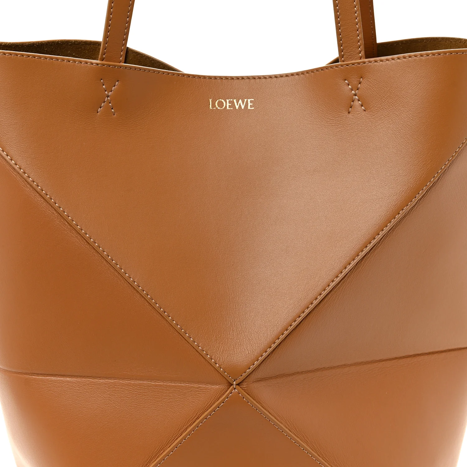 Shiny Calfskin Medium Puzzle Fold Tote Warm Desert - Image 7