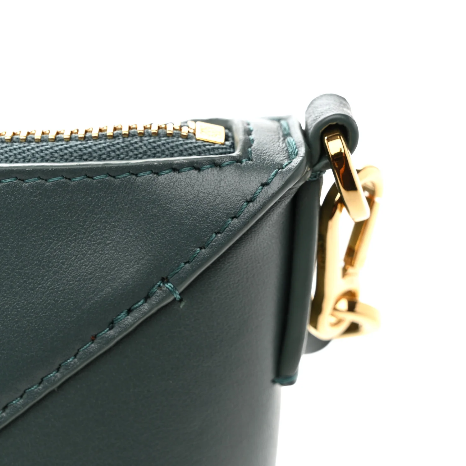 Shiny Calfskin Puzzle Fold Pouch Vetiver - Image 14