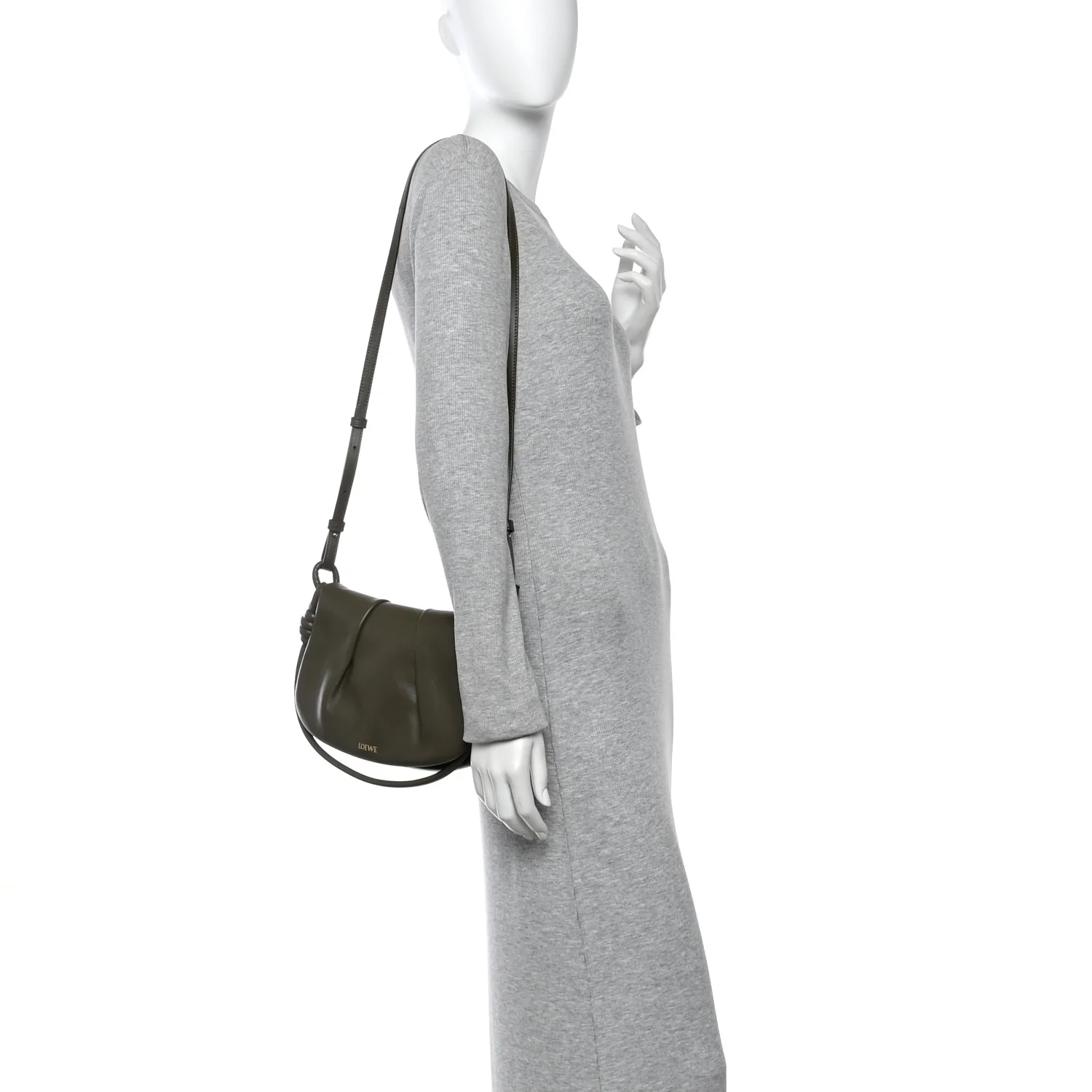 Shiny Nappa Calfskin Paseo Satchel Dark Khaki - Image 2