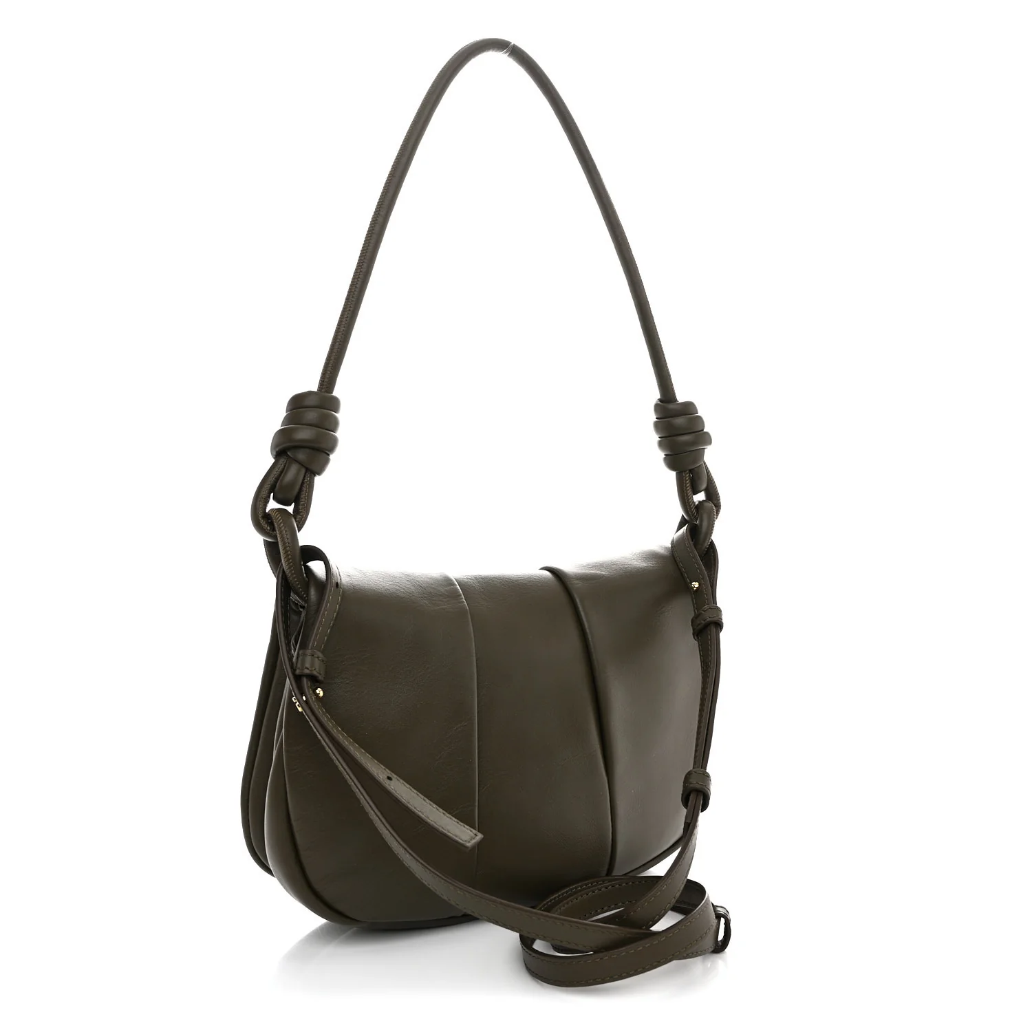 Shiny Nappa Calfskin Paseo Satchel Dark Khaki - Image 3