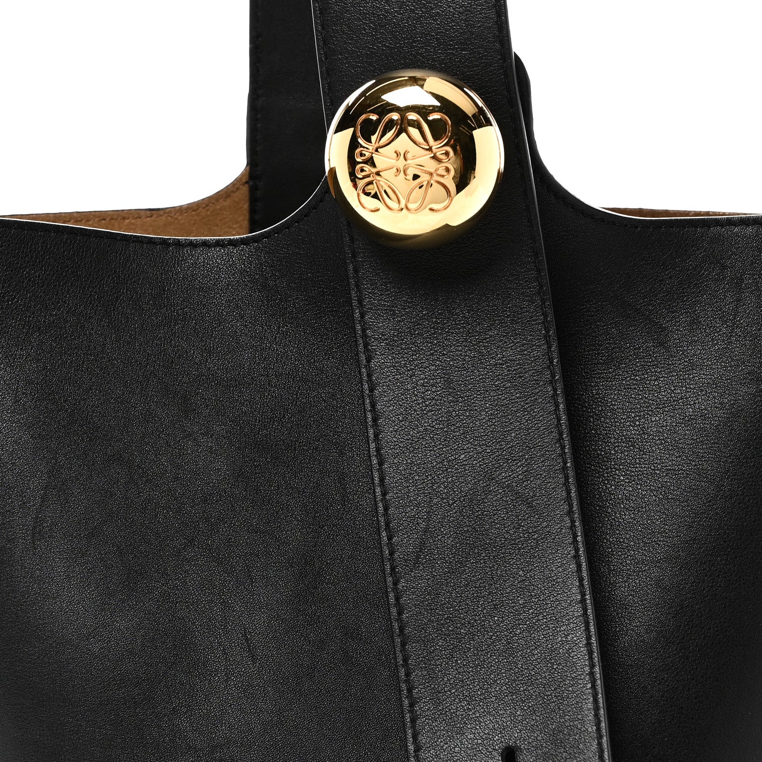 Smooth Calfskin Medium Pebble Bucket Bag Black - Image 7