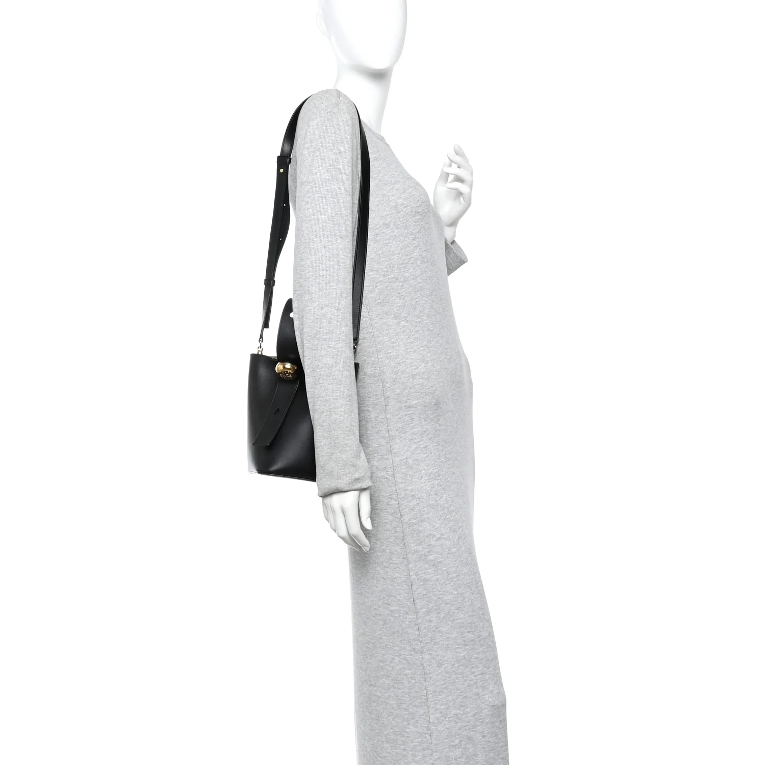 Smooth Calfskin Mini Pebble Bucket Bag Black - Image 2
