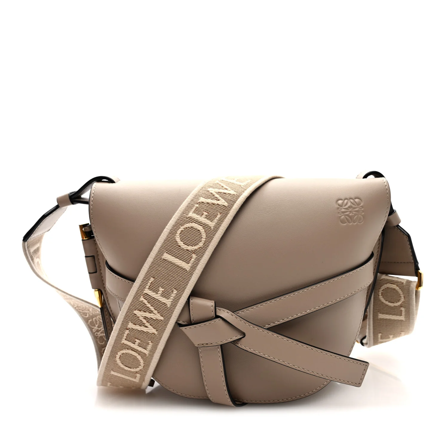 Soft Calfskin Jacquard Small Gate Crossbody Bag Sand
