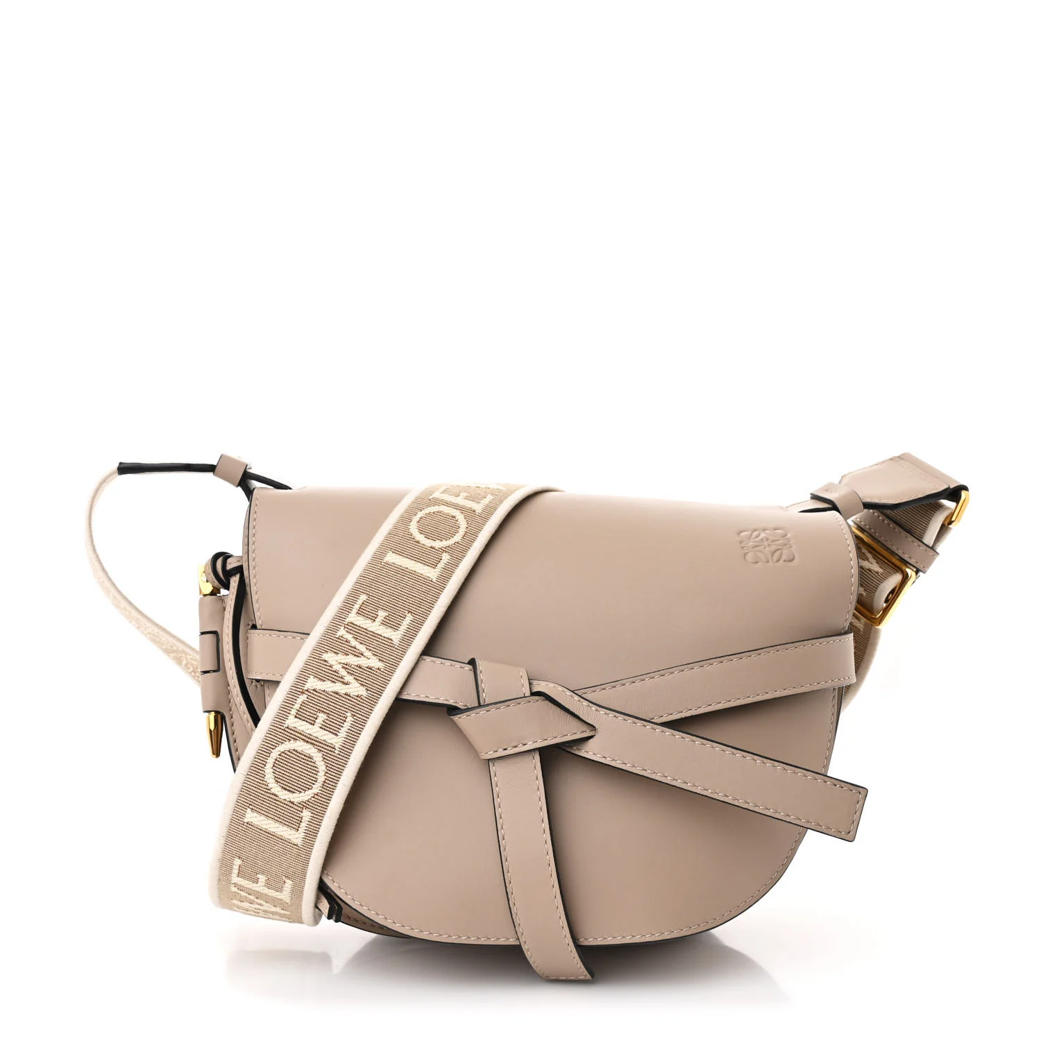 Soft Calfskin Jacquard Small Gate Crossbody Bag Sand
