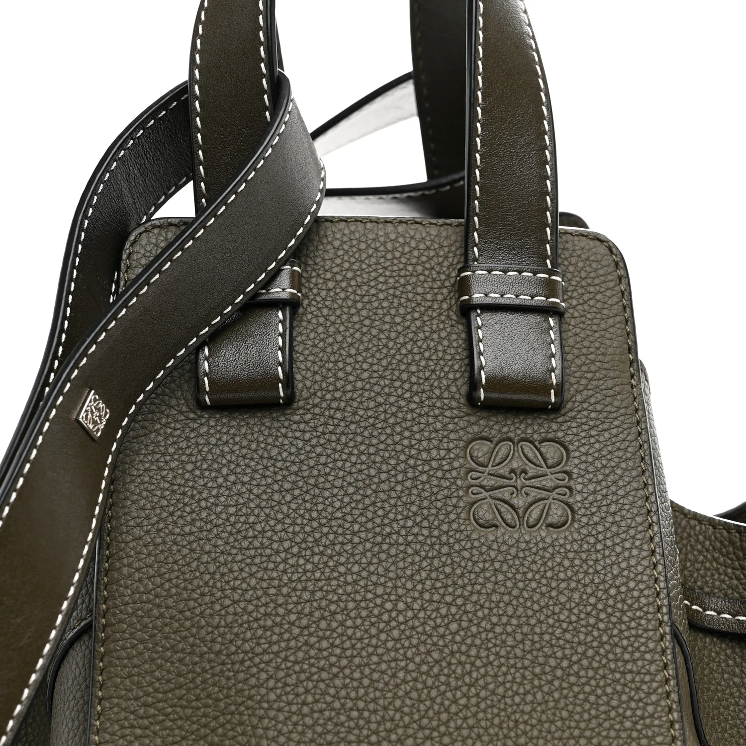 Soft Grained Calfskin Compact Hammock Shoulder Bag Khaki Green - Image 8