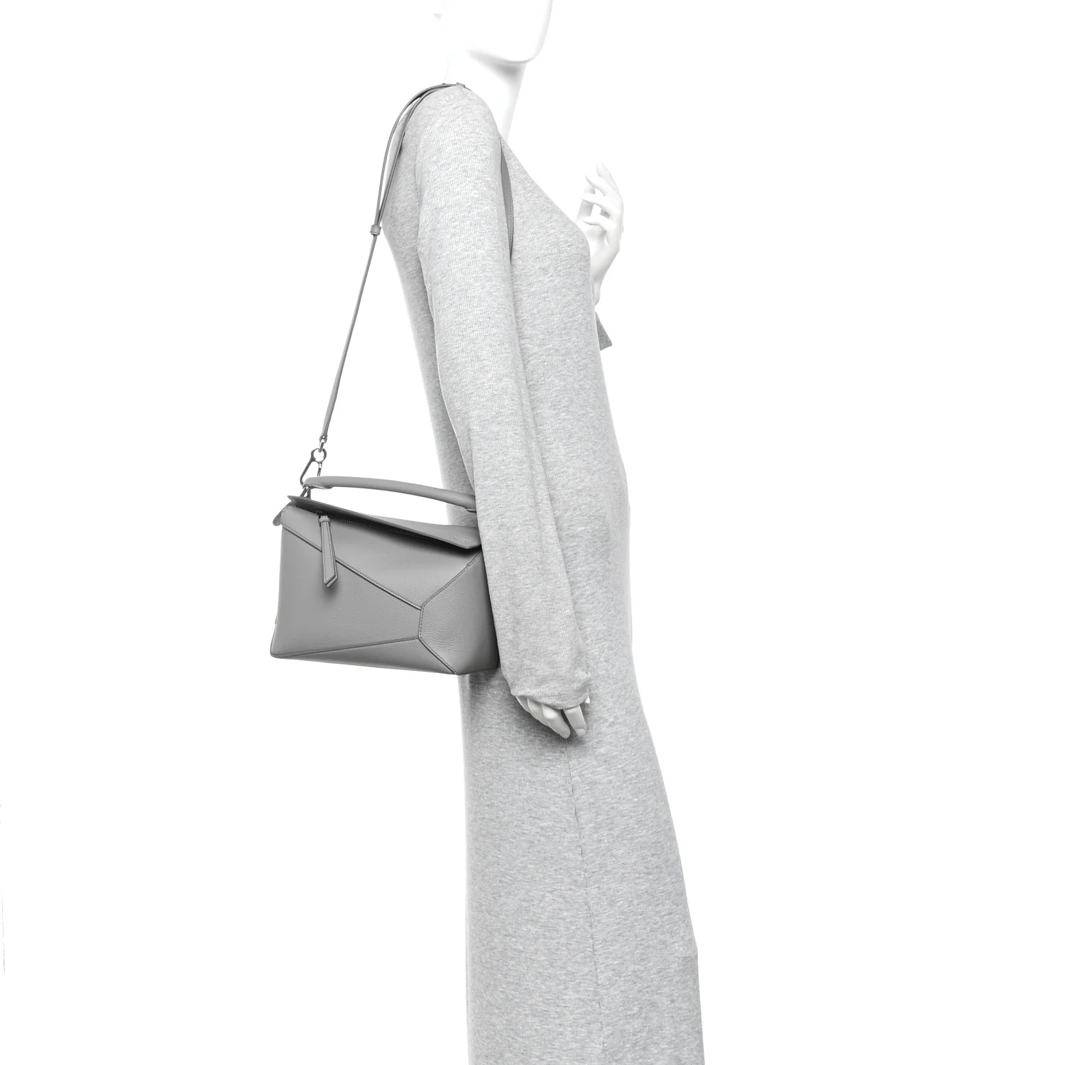 Soft Grained Calfskin Small Puzzle Edge Bag Pearl Grey - Image 2