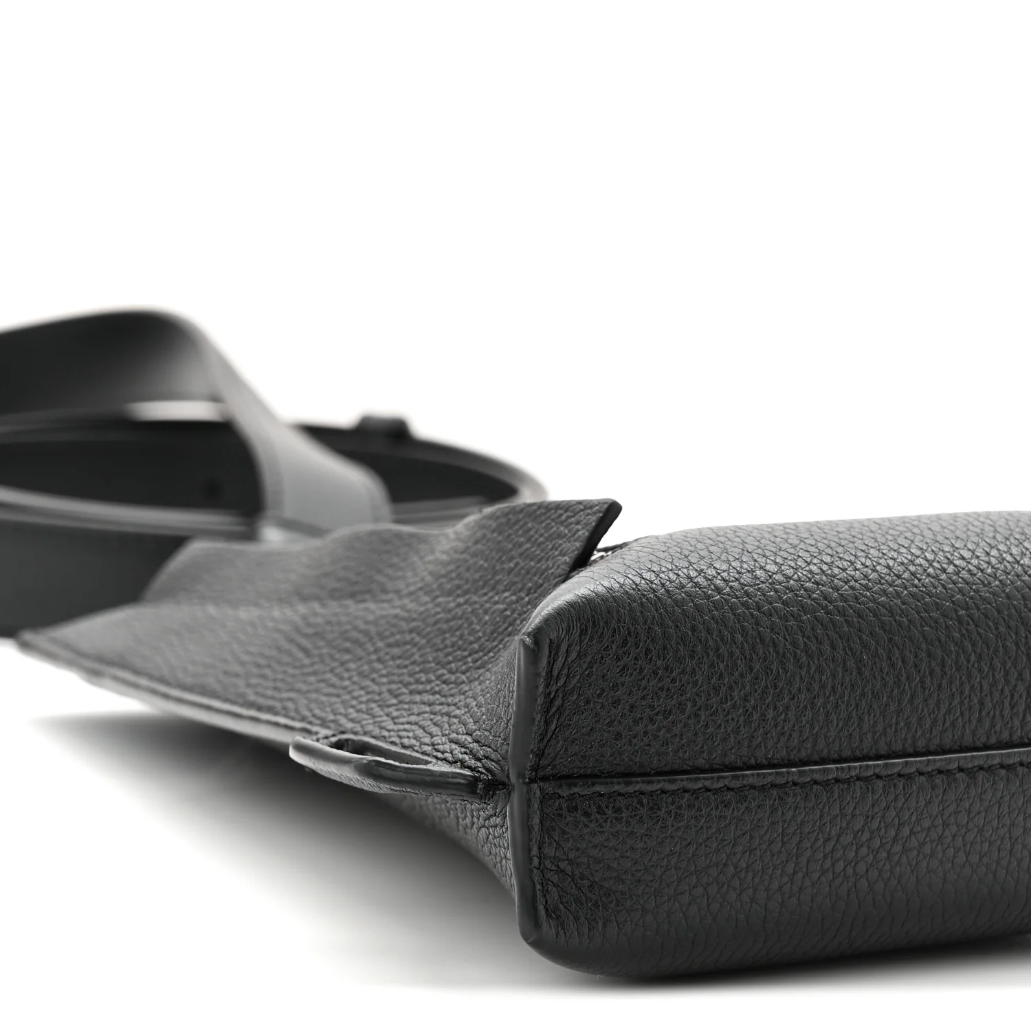 Soft Grained Calfskin Vertical T-Pocket Crossbody Bag Black - Image 10