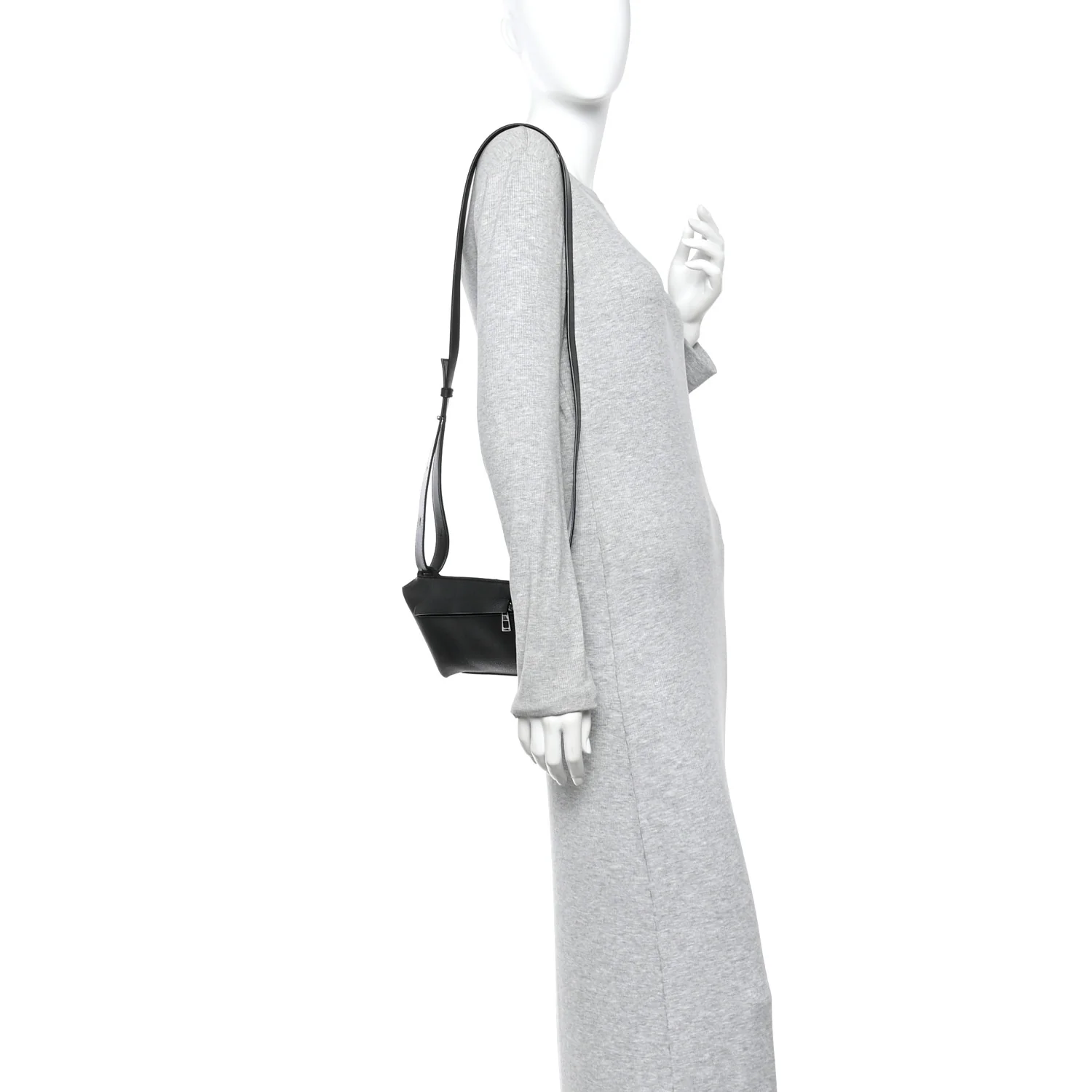 Soft Grained Calfskin Vertical T-Pocket Crossbody Bag Black - Image 2