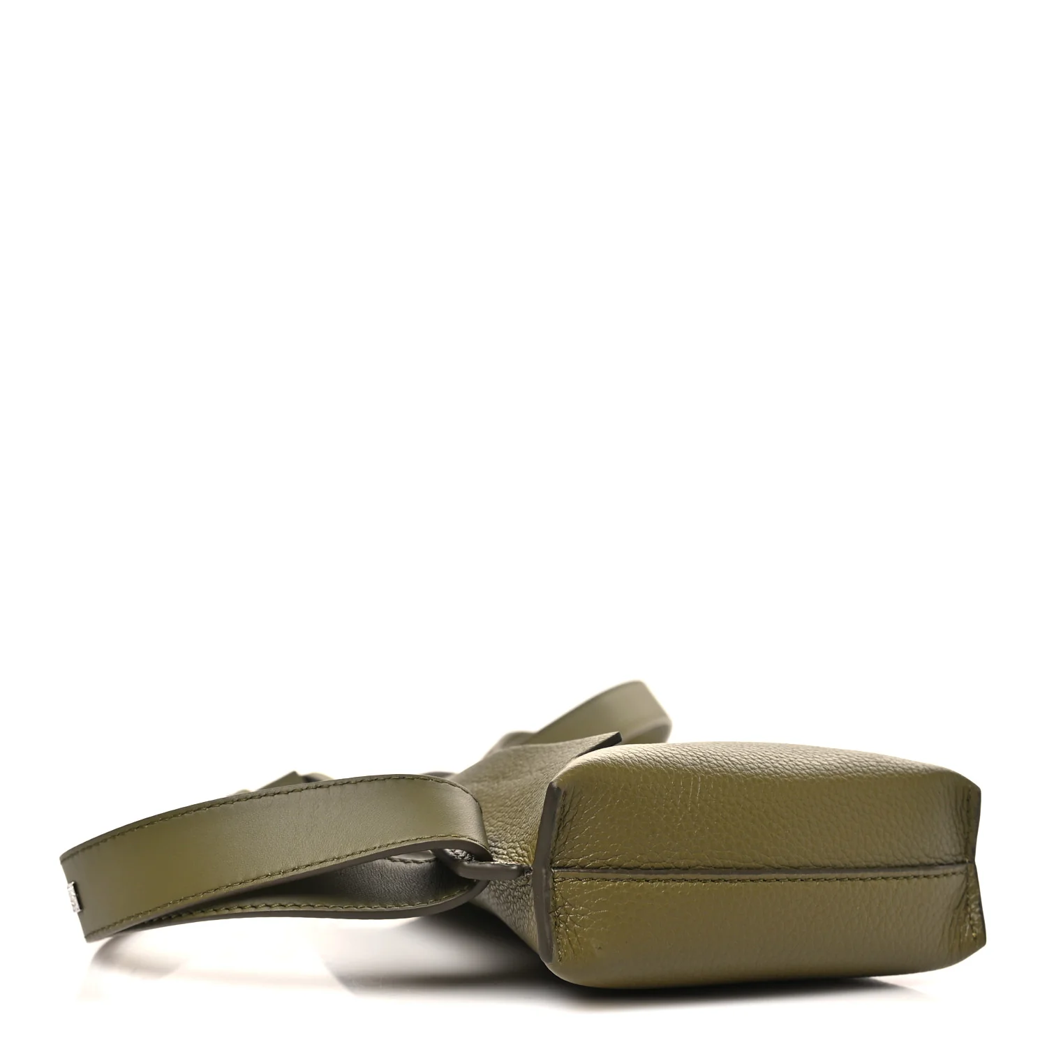 Soft Grained Calfskin Vertical T-Pocket Crossbody Bag Khaki Green - Image 3