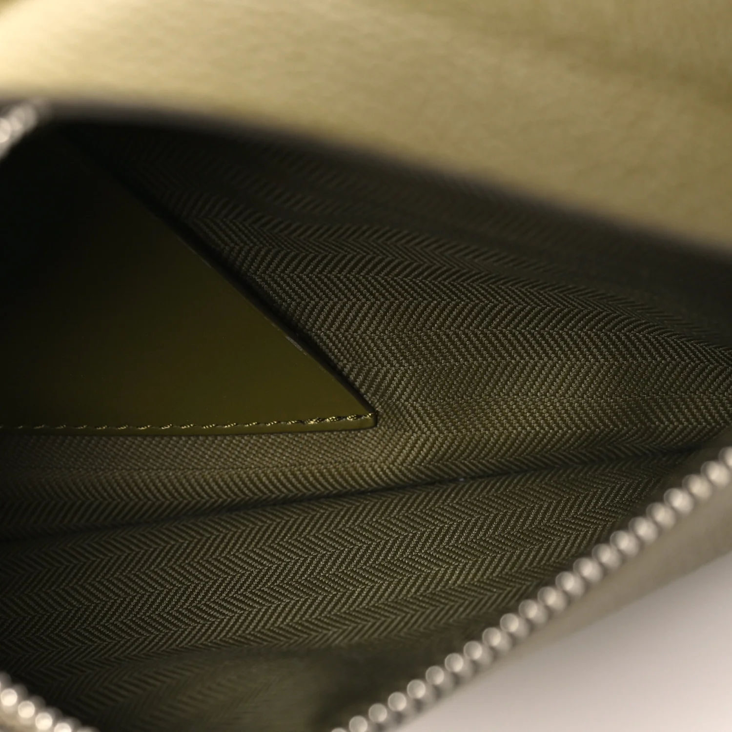Soft Grained Calfskin Vertical T-Pocket Crossbody Bag Khaki Green - Image 4