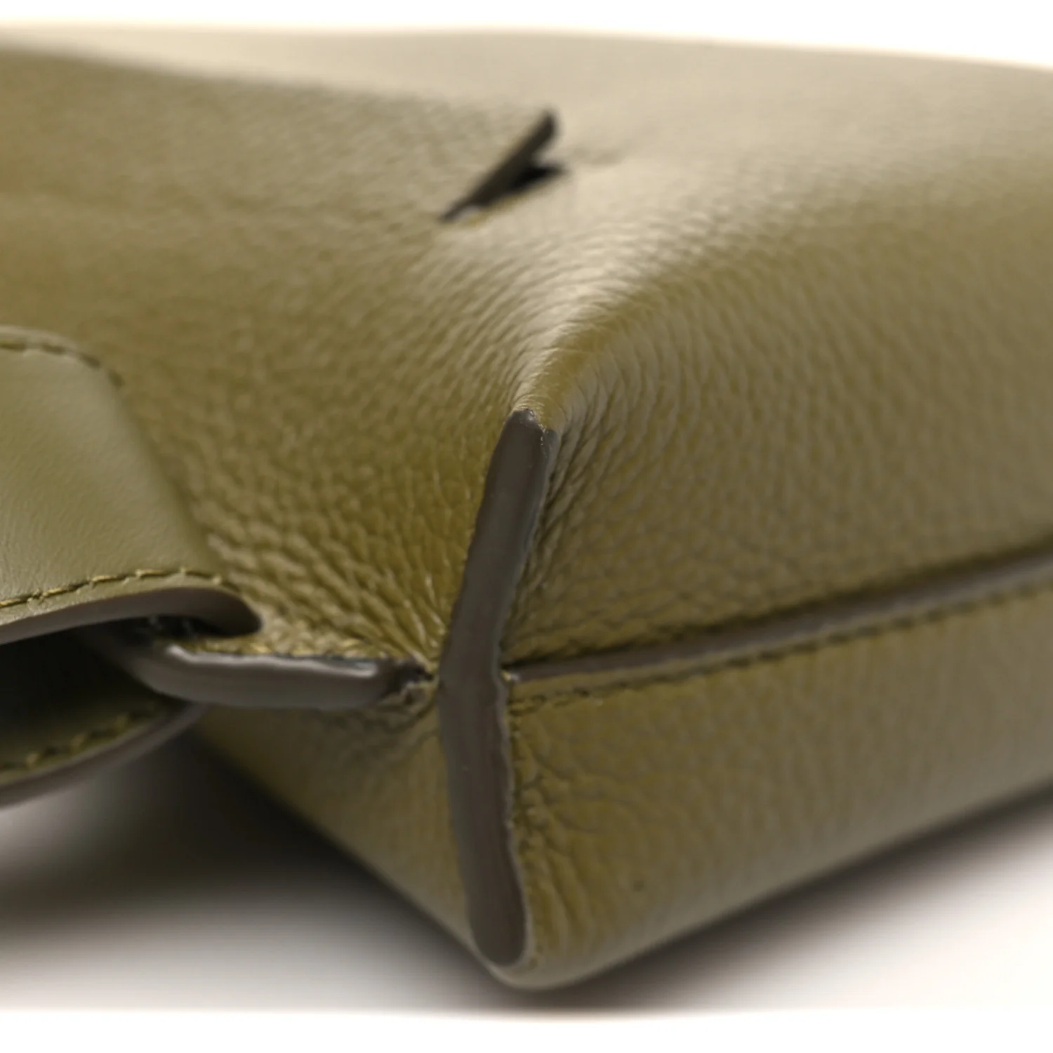Soft Grained Calfskin Vertical T-Pocket Crossbody Bag Khaki Green - Image 7