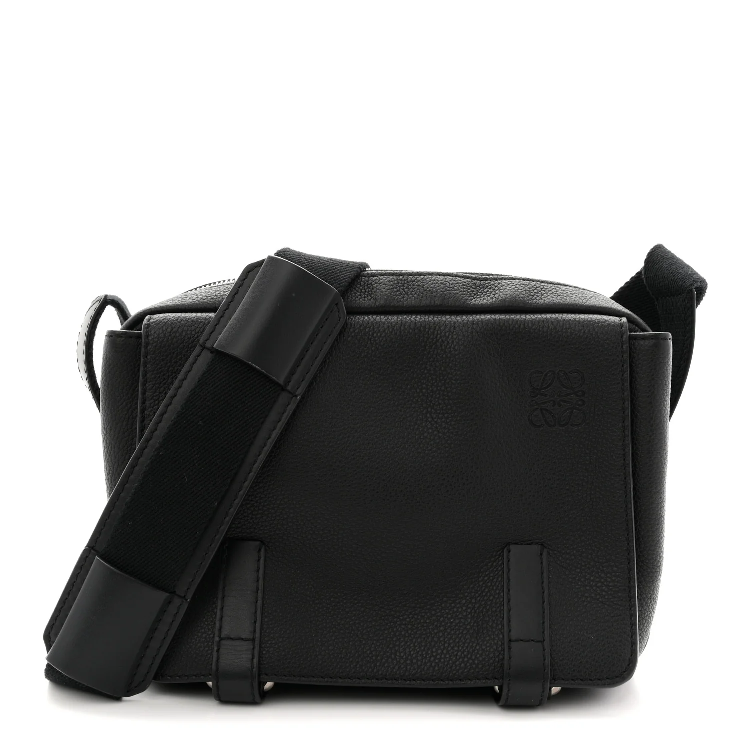 Soft Grained Calfskin XS Military Messenger Bag Black