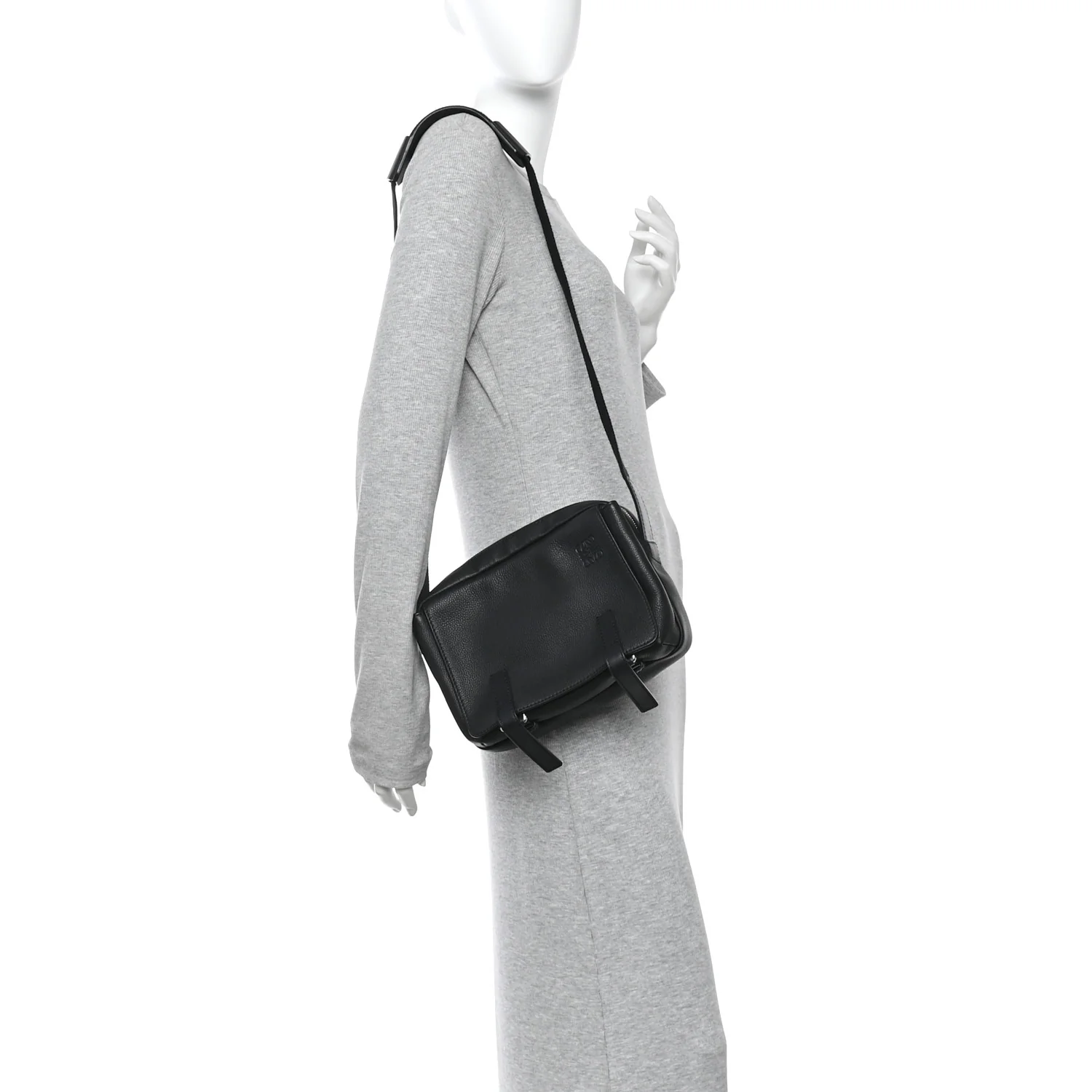 Soft Grained Calfskin XS Military Messenger Bag Black - Image 2