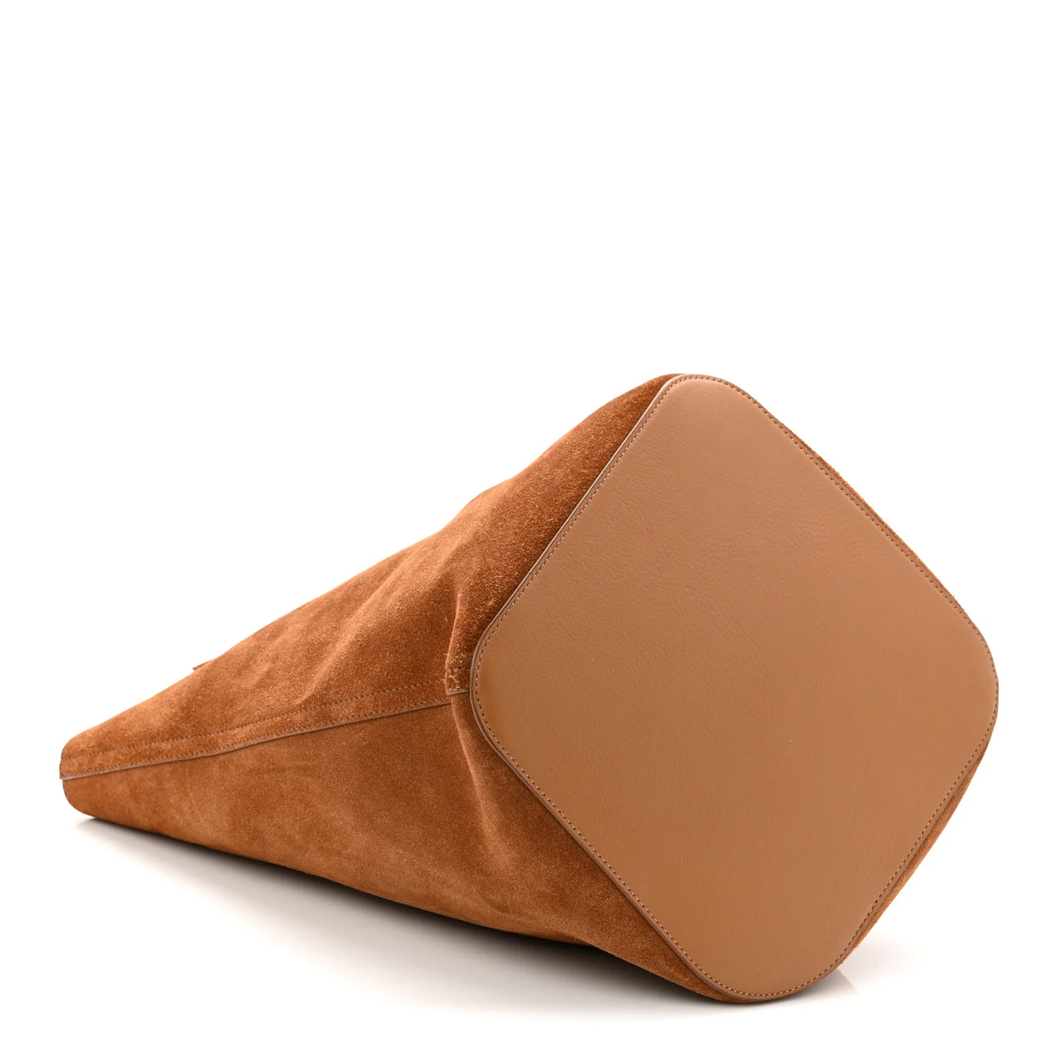 Suede Calfskin Medium Pebble Bucket Bag Tobacco - Image 4