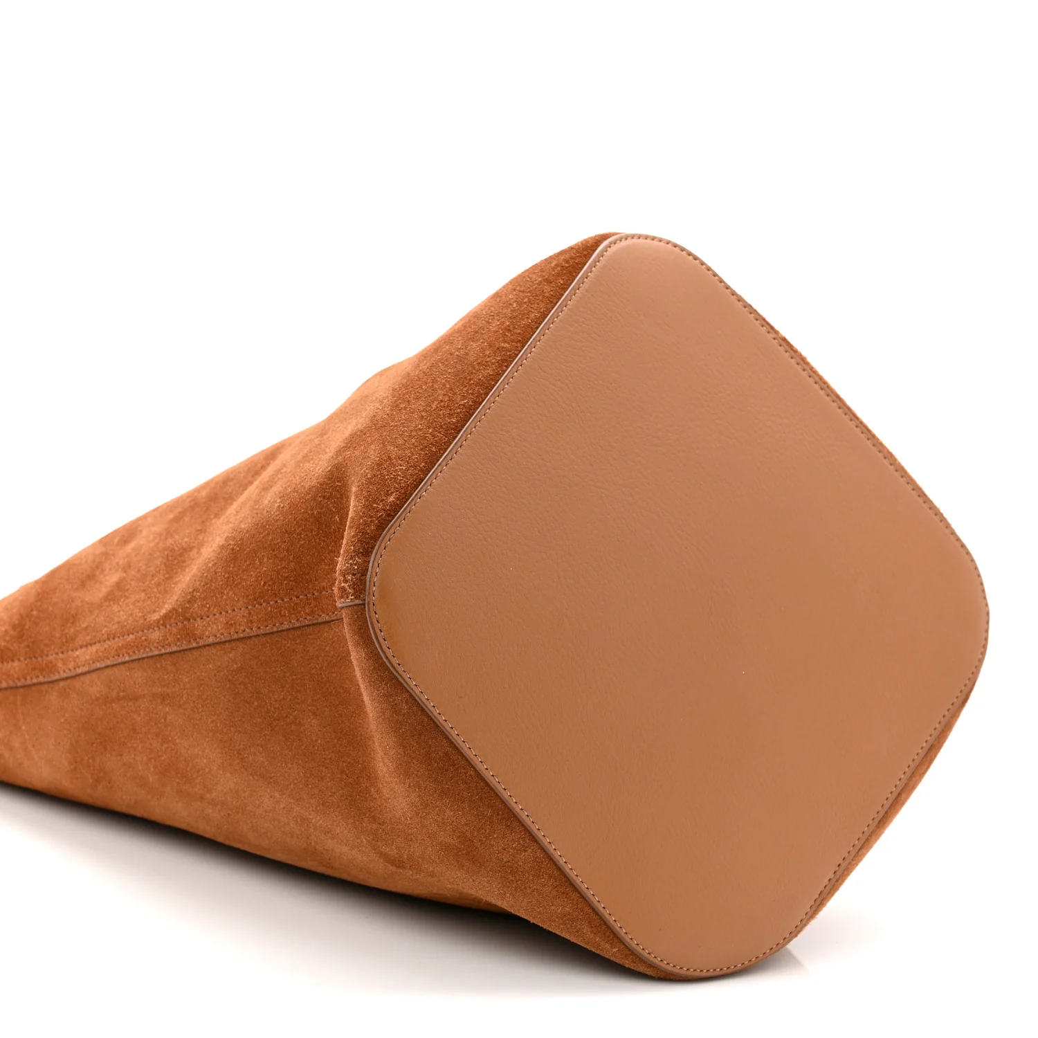 Suede Calfskin Medium Pebble Bucket Bag Tobacco - Image 8