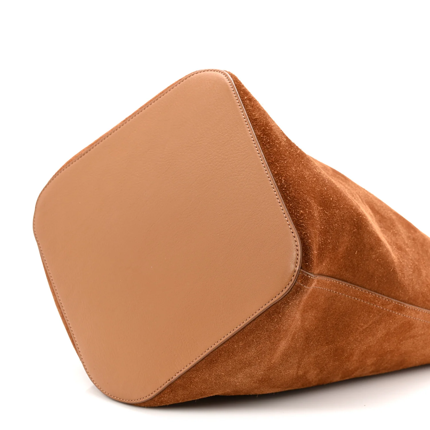Suede Calfskin Medium Pebble Bucket Bag Tobacco - Image 9
