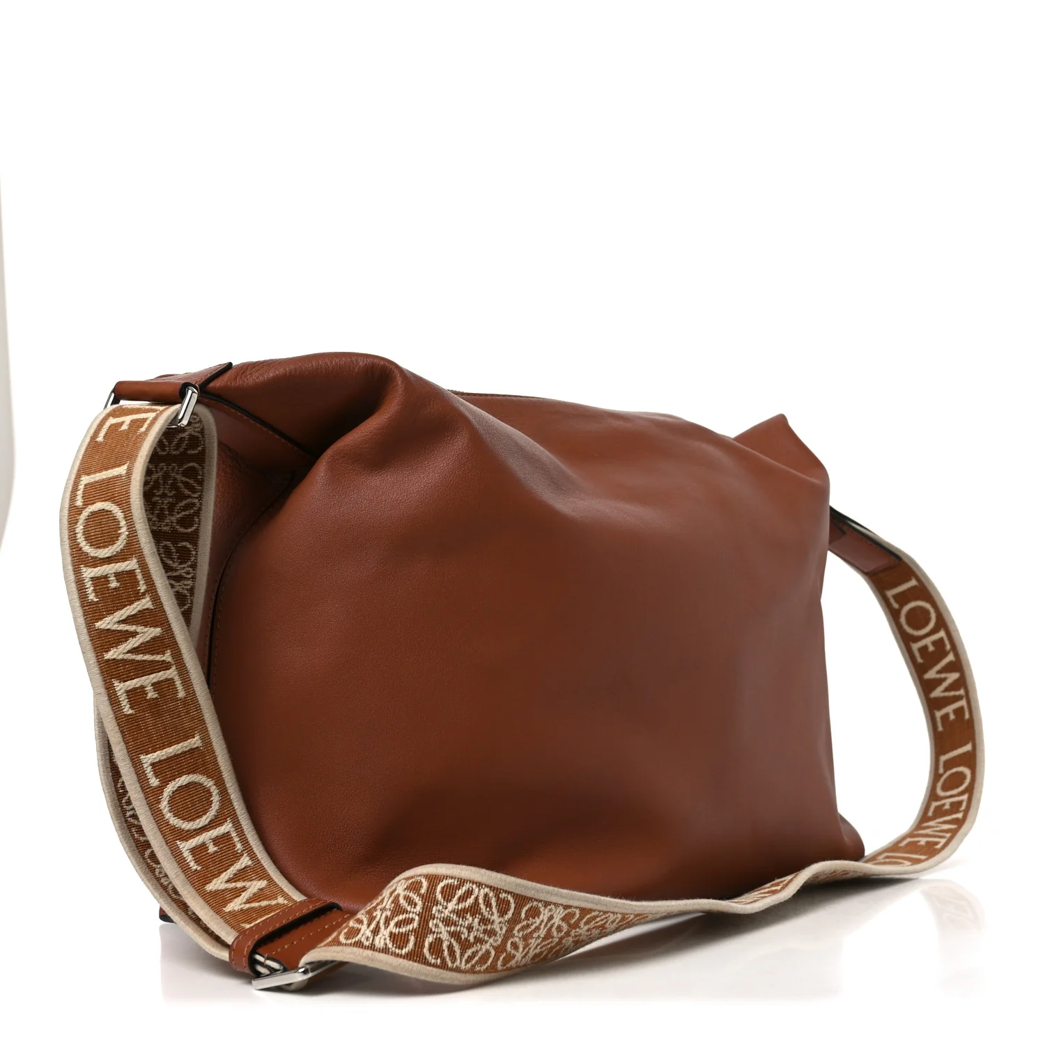Supple Smooth Calfskin Jacquard Cubi Crossbody Bag Tan - Image 3