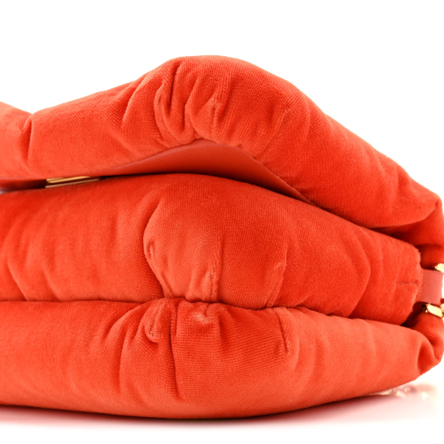 Velvet Mini Goya Puffer Bag Orange - Image 9
