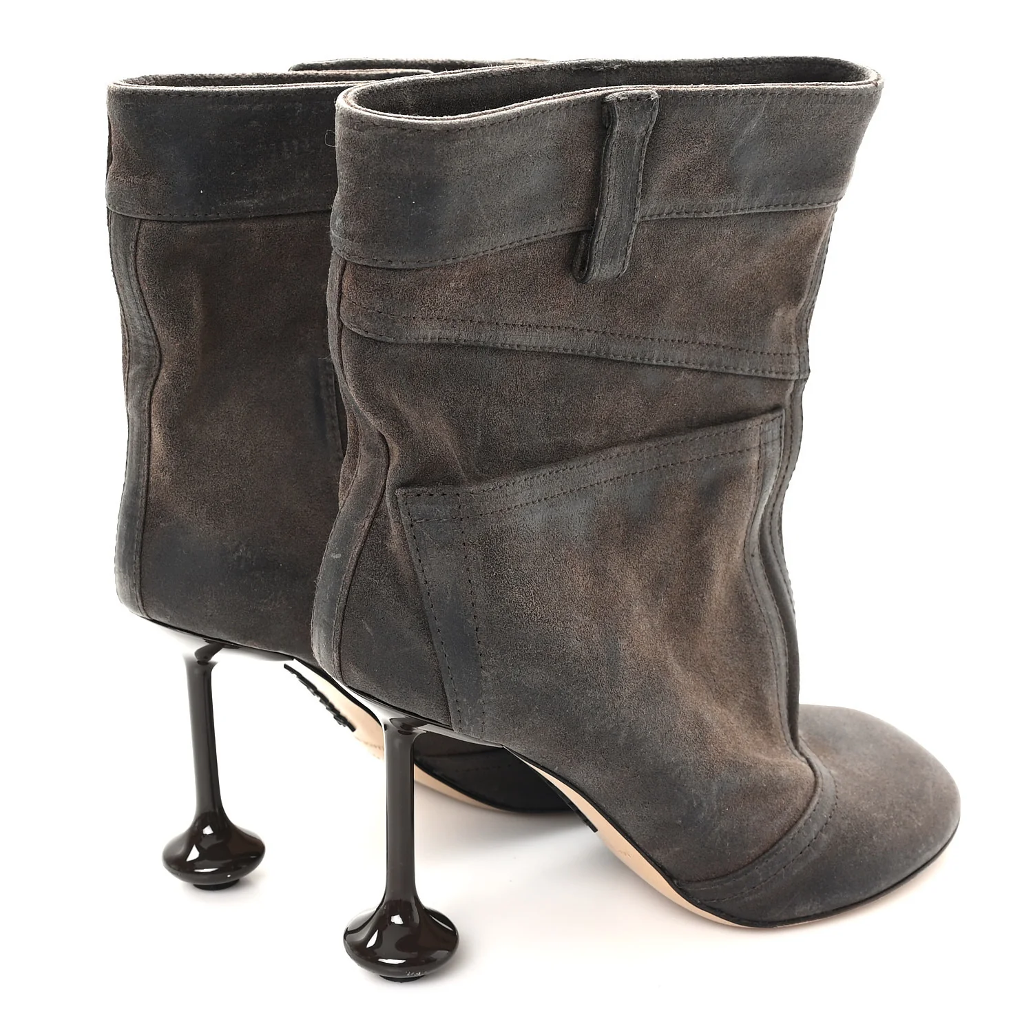 Waxed Suede Toy Ankle Boots 40 Brown - Image 5